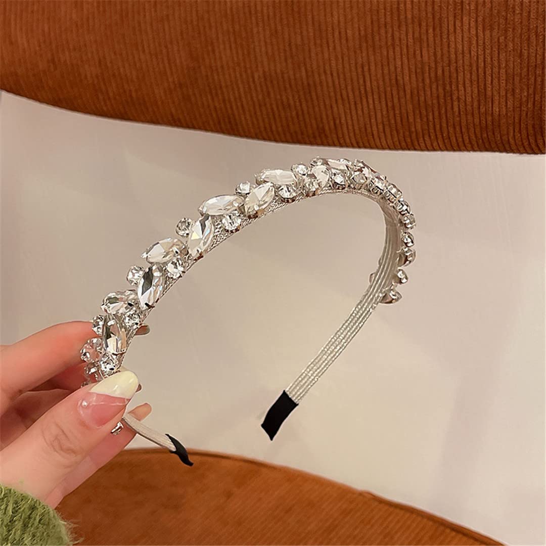 Elegant French Diamond Pearl Headband for Women - Rhinestone Hair Hoop Headwear, Hair Accessories for Weddings, Parties & Special Occasions