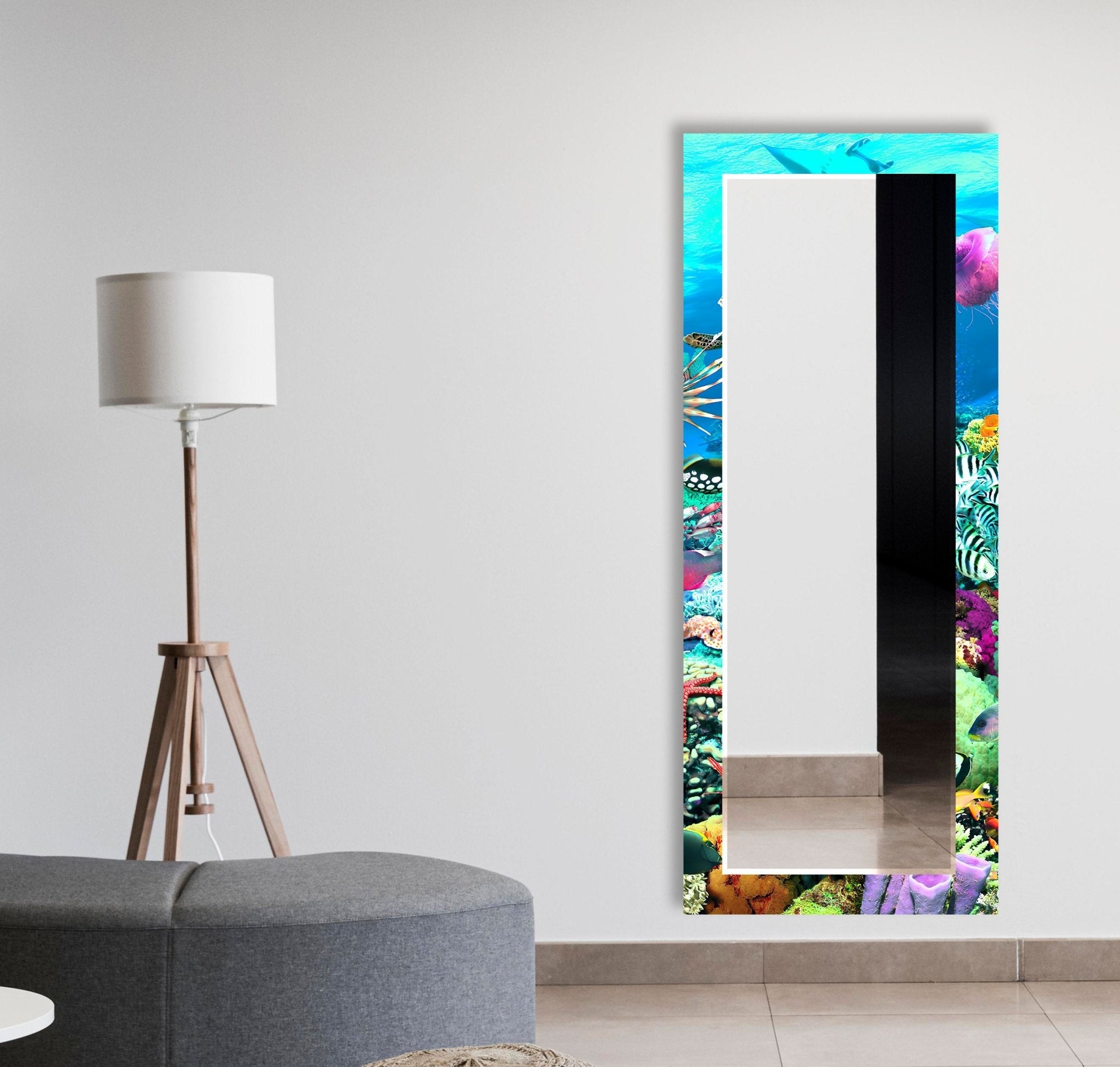 Stylish Aquarium Wall Mirror for Home & Office Decor - Enhance Your Space with a Unique Reflective Design
