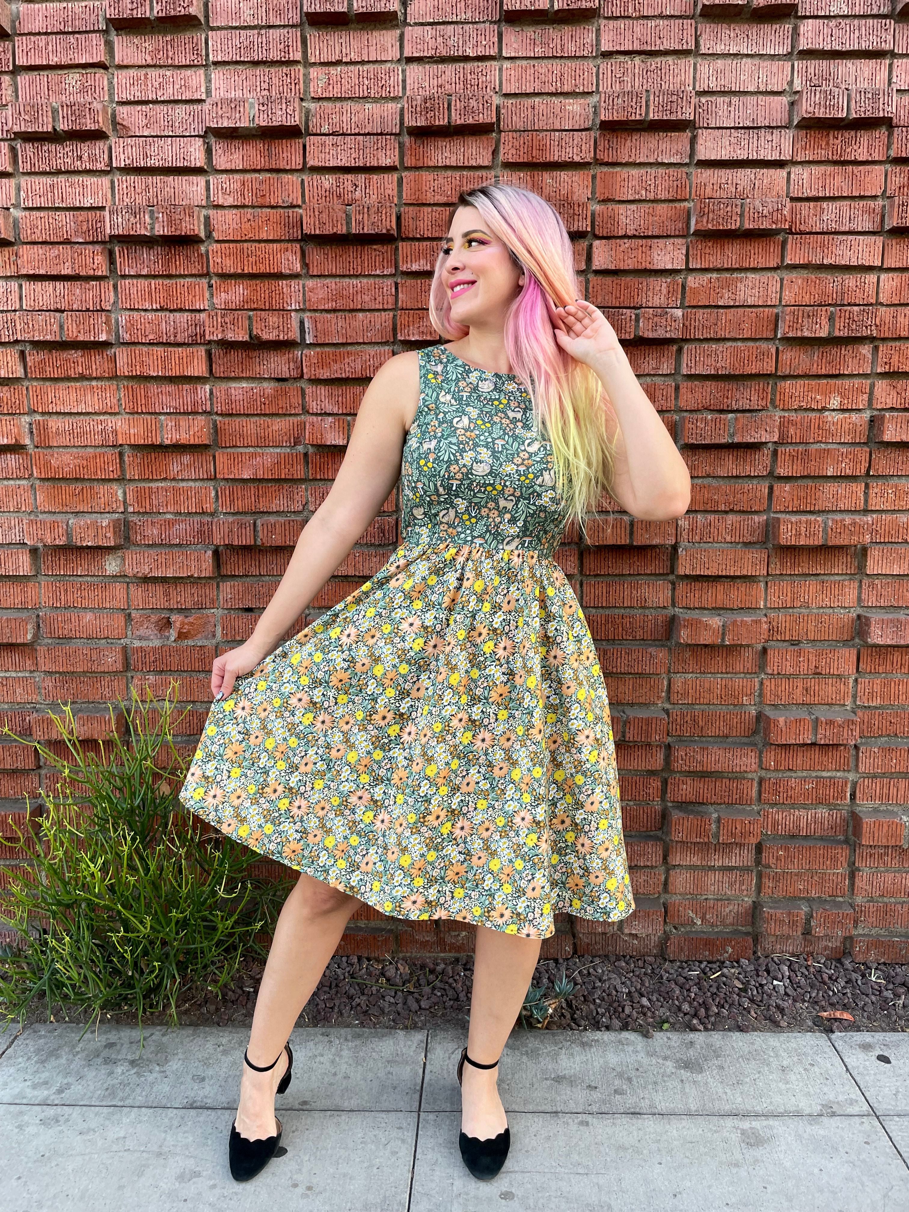 Stylish Twofer Dress for Women - Perfect for Casual Outings and Summer Parties | Cats in the Fields Print