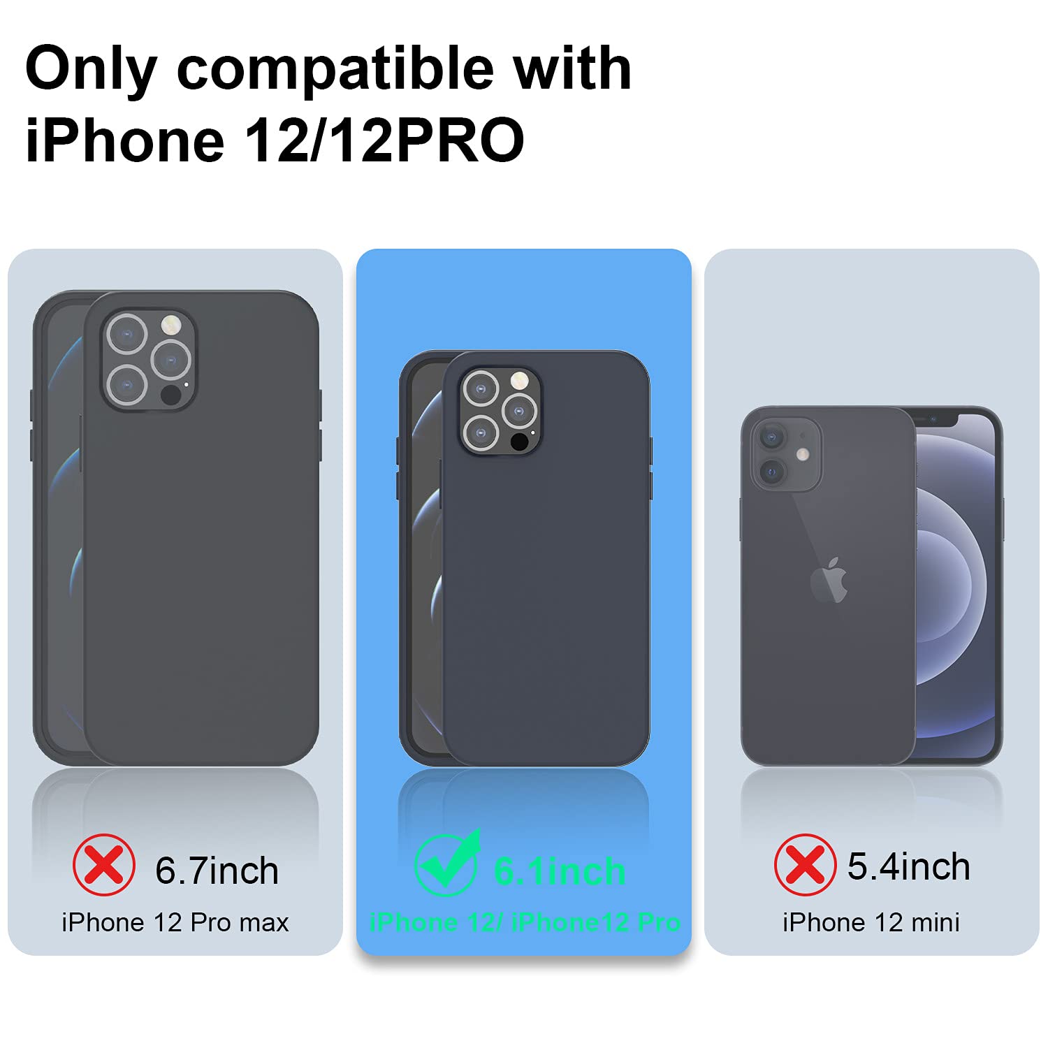 Magnetic iPhone 12/12 Pro Case - Slim Liquid Silicone Shockproof Cover with Built-in Magnets for MagSafe Compatibility | 6.1 Inch Protective Phone Case (Deep Navy) | Perfect for Everyday Use, Travel & Wireless Charging