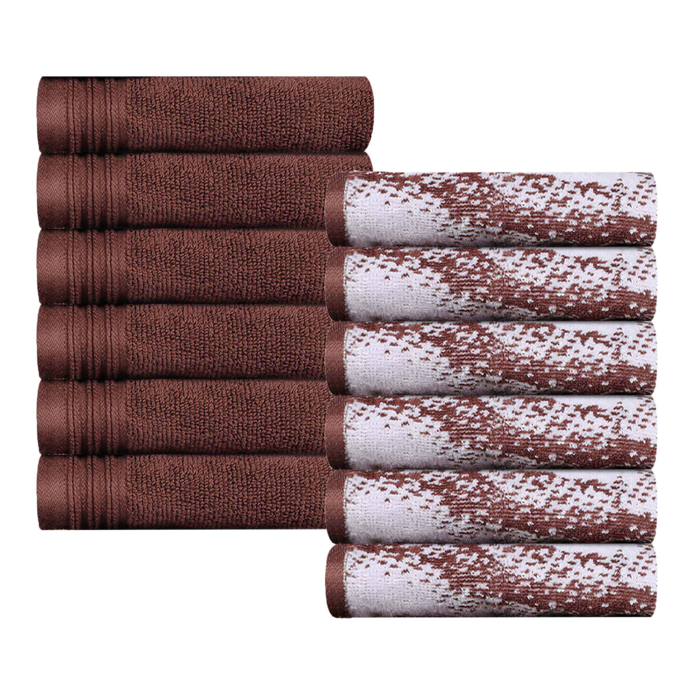 12-Pack Quick-Dry Cotton Face Towels - Solid & Marble Design for Gym, Travel, Spa, and Home Use | Soft & Absorbent Bath Towel Set