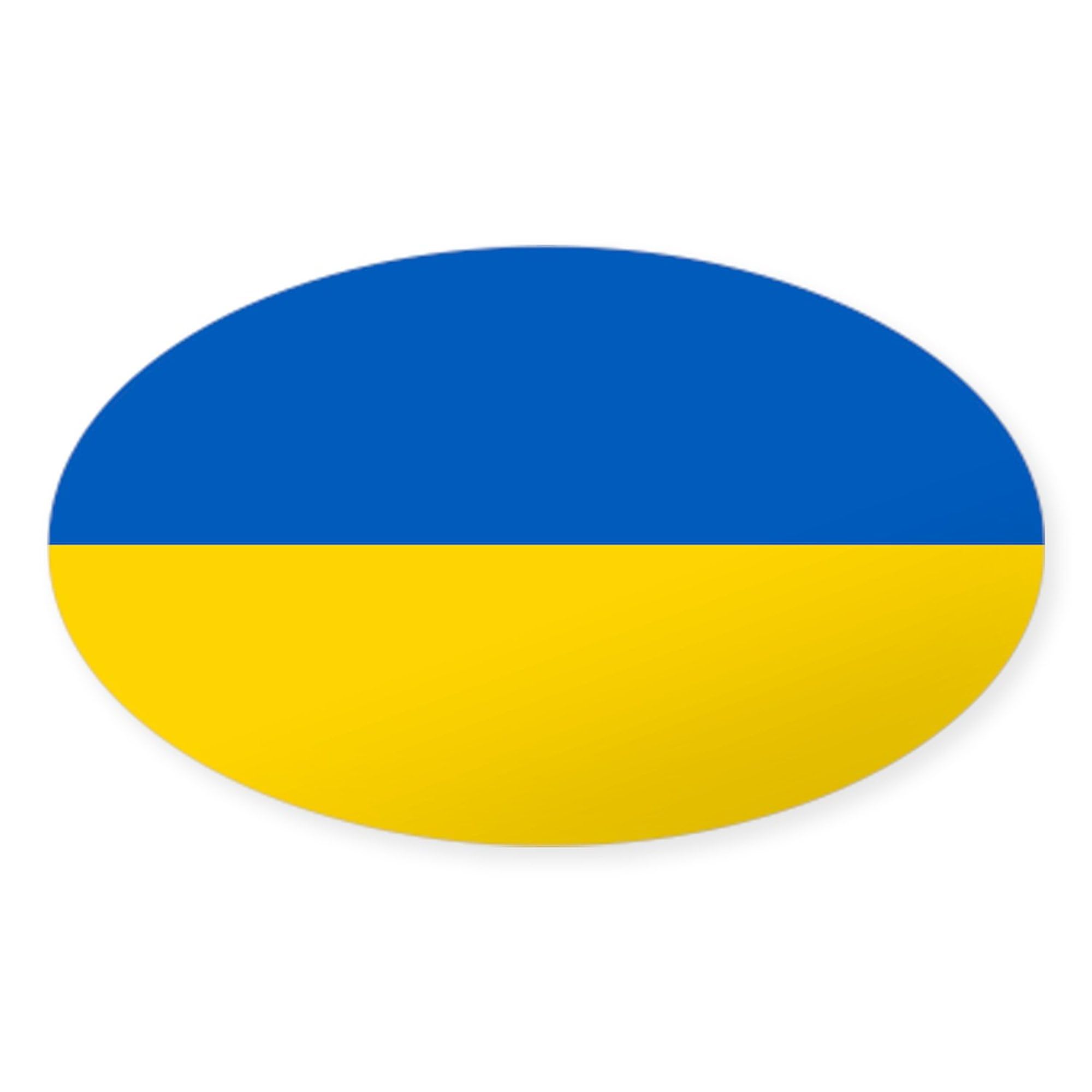 Ukrainian Flag Stickers - Oval 50 Pack | Patriotic Decals for Laptops, Cars, Water Bottles | Show Support for Ukraine