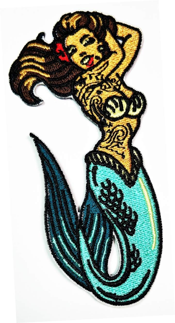 Mermaid Princess Beach Cartoon Embroidered Iron-On Patches for Kids Clothing - DIY Applique Badges for Swimwear, Backpacks & Summer Outfits