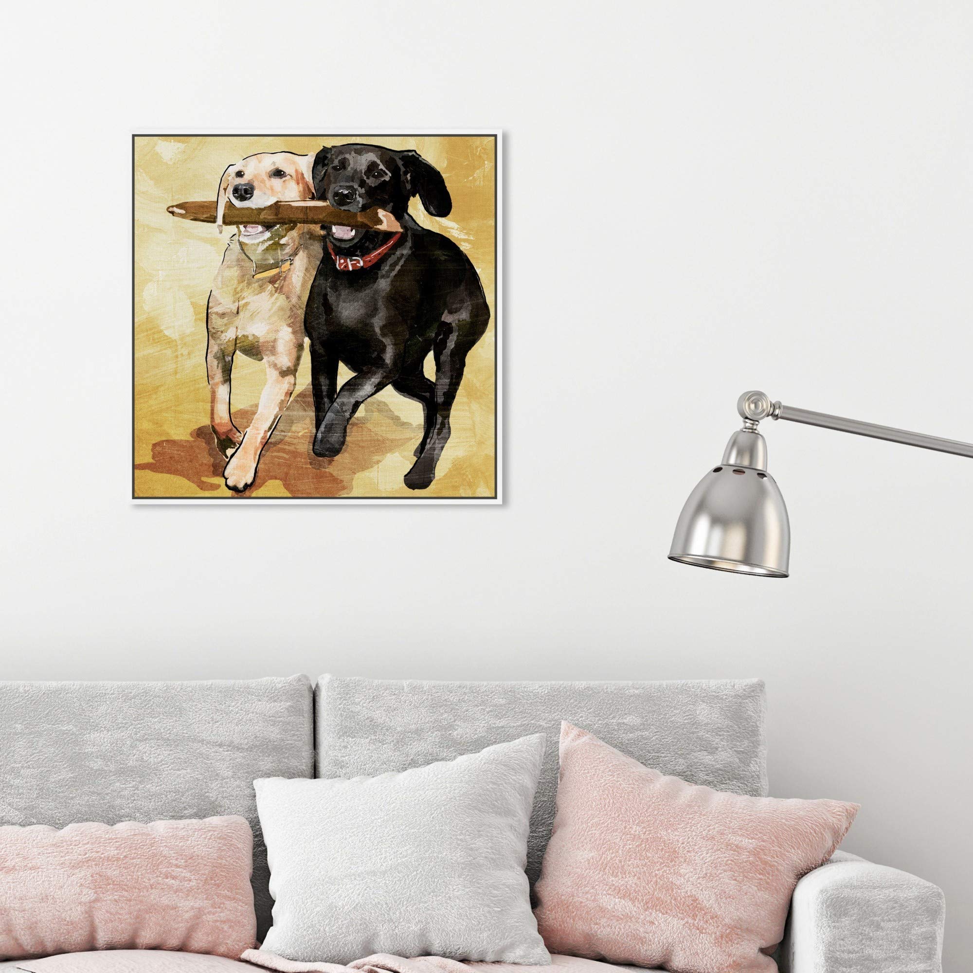 Playtime Dogs and Puppies Framed Wall Art Canvas Prints - Perfect for Living Room, Bedroom & Nursery Decor