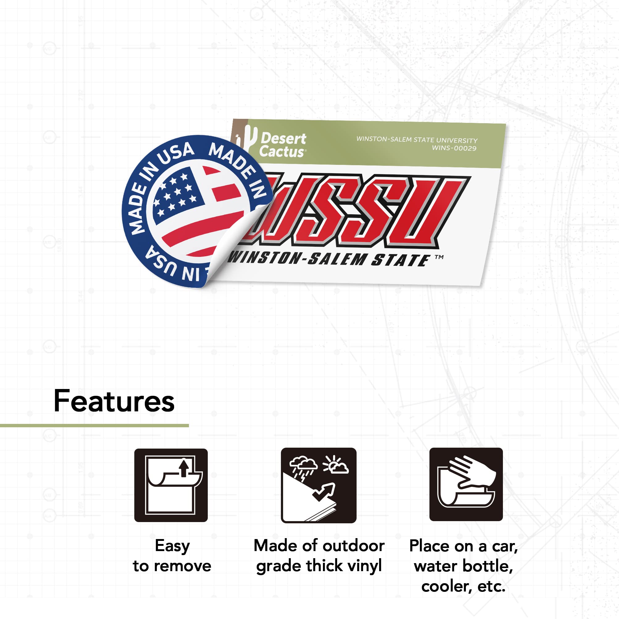 Winston-Salem State University WSSU Rams HBCU Desert Cactus Vinyl Decal - Laptop, Water Bottle, Car, Scrapbook Sticker (IND 00029) - Perfect for School Spirit, College Pride & Alumni Gifts