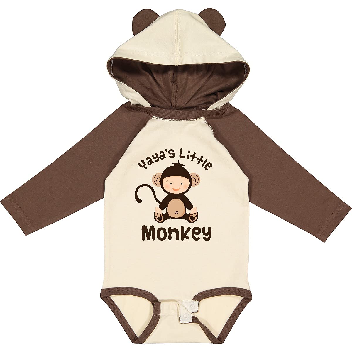 Inktastic Yaya Little Monkey Grandchild Long Sleeve Baby Bodysuit - Cute Animal Print Onesie for Newborns & Infants - Perfect for Playtime, Family Photos & Everyday Wear