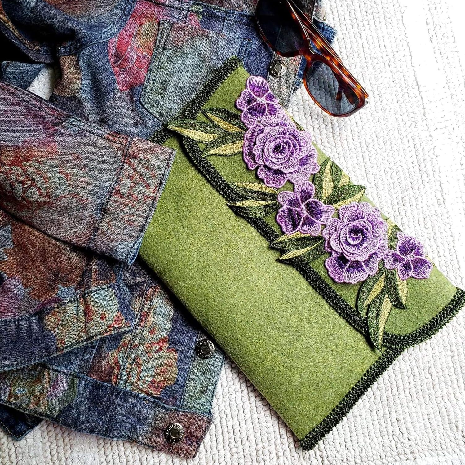 Expo International Amina Layered Embroidered Flower Patches/Appliques - Purple Floral Sew-on Embellishments for DIY Clothing, Bags & Home Decor