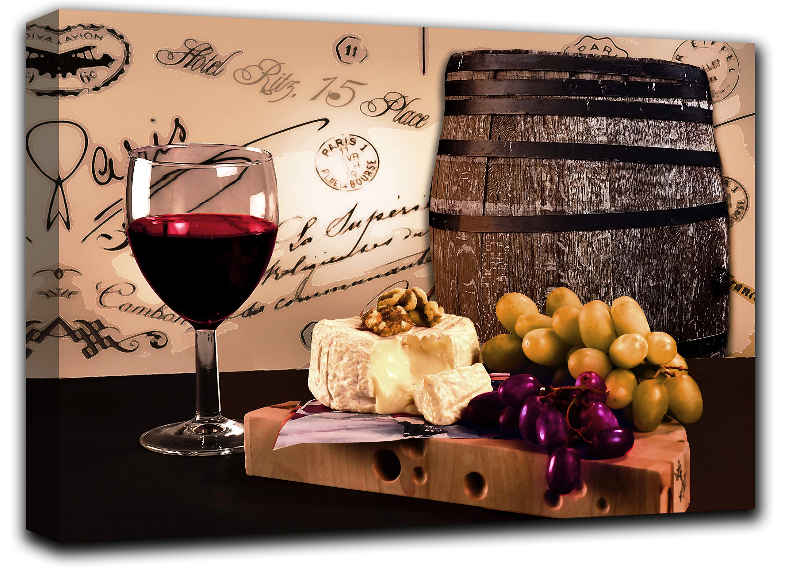 Wine Canvas Wall Art - Kitchen & Dining Room Decor - 17x30 in for Home Decor