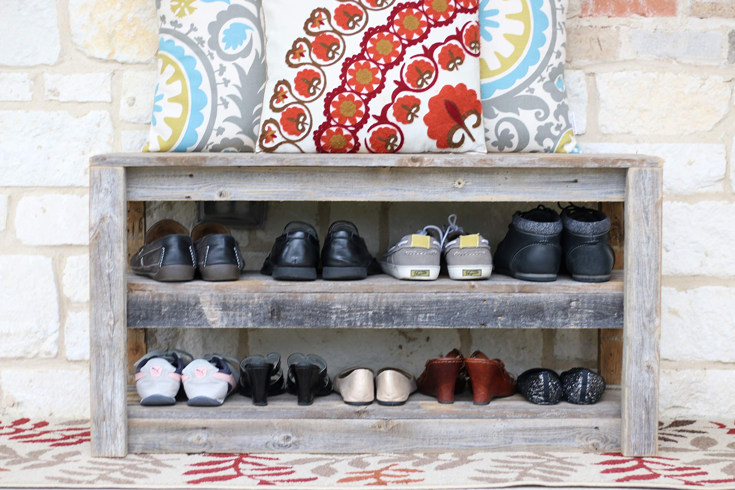 Doug and Cristy Designs Natural Wood Entryway Storage Bench with Seat | Perfect for Hallway, Mudroom & Home Organization