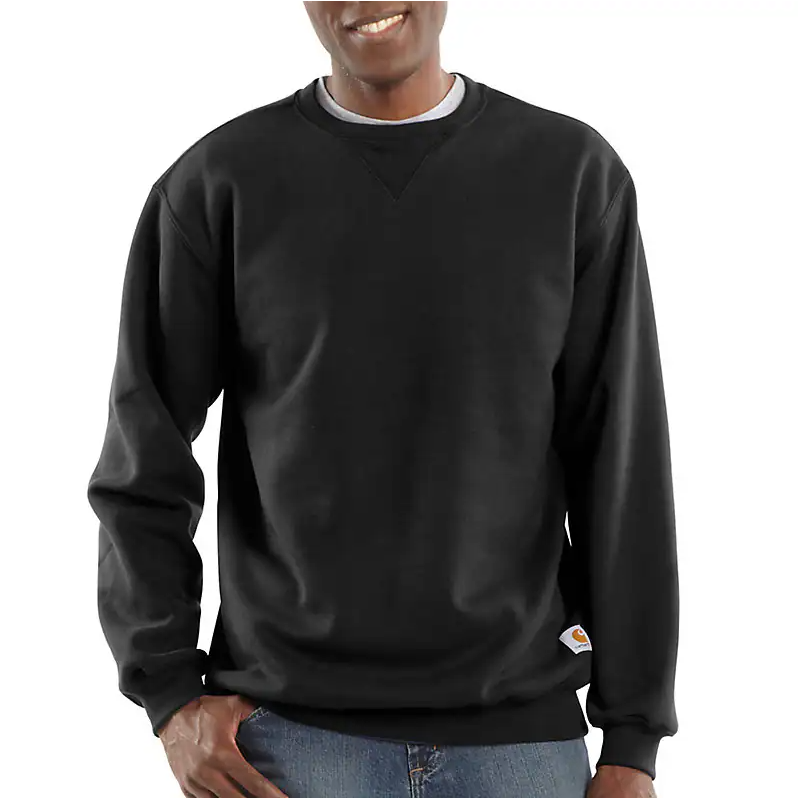 K124 Loose Fit Midweight Crewneck Sweatshirt for Men & Women - Soft Cotton Blend Pullover Sweater - Black Casual Comfort Wear for Everyday, Lounge & Street Style