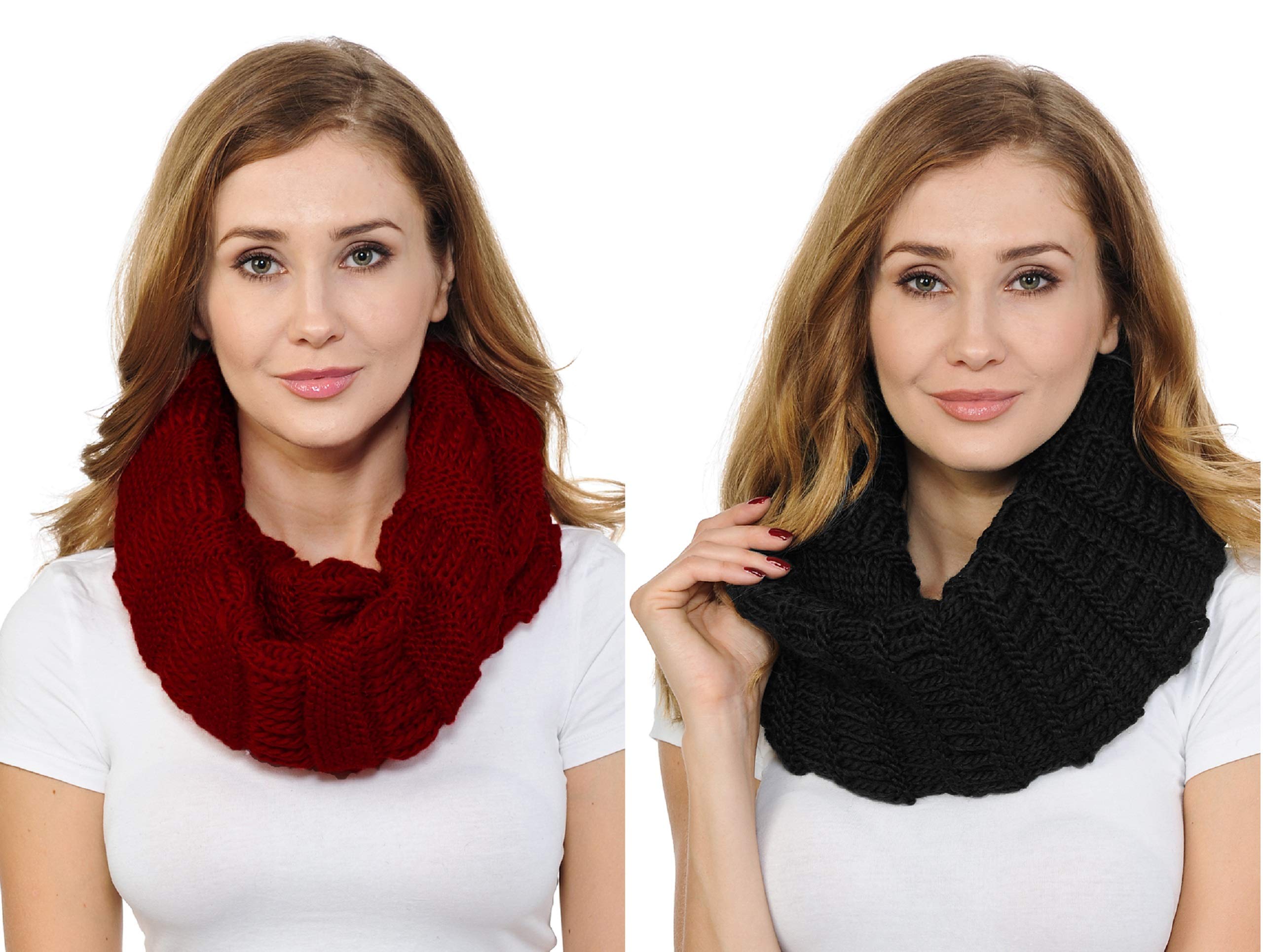 Basico Infinity Scarf for Women - Soft Crochet Knit Winter Scarf Wrap - Cozy Fashion Accessory for Cold Weather, Outdoor Activities and Holiday Gifts