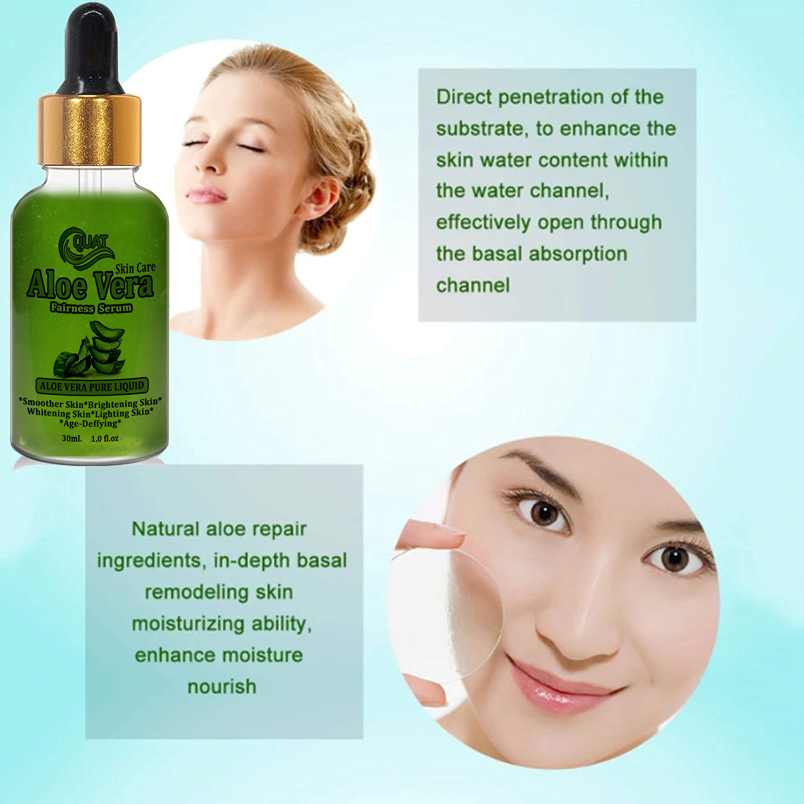Quat Aloe Vera Face Serum for Women - 30ml Hydrating & Anti-Aging Facial Serum with Natural Ingredients | Perfect for Dry Skin & Nighttime Skincare Routine