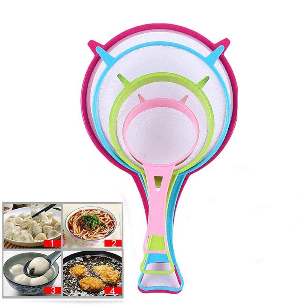 4-Piece Plastic Flour Sifter Set - Multi-Size Kitchen Strainer & Sieve with Colander - Baking & Cooking Essentials for Sifting Flour, Sugar, and Straining Pasta (Red, Blue, Green, Yellow) - Perfect for Home Bakers & Chefs