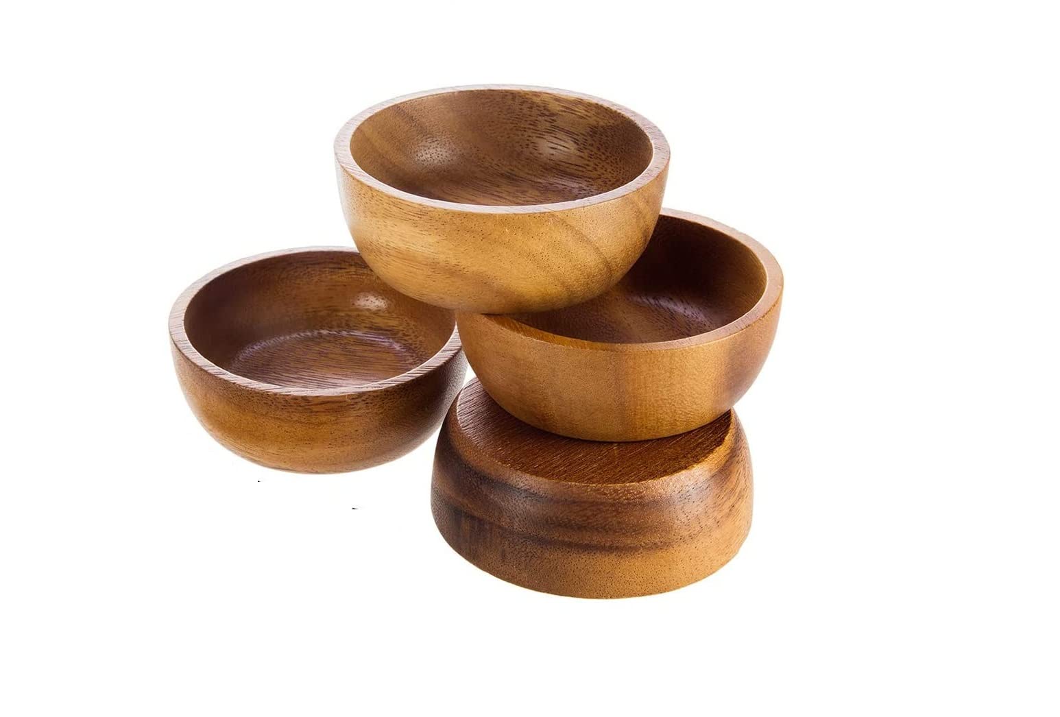 Premium Mini Acacia Wood Bowls Set of 4 - 3.75