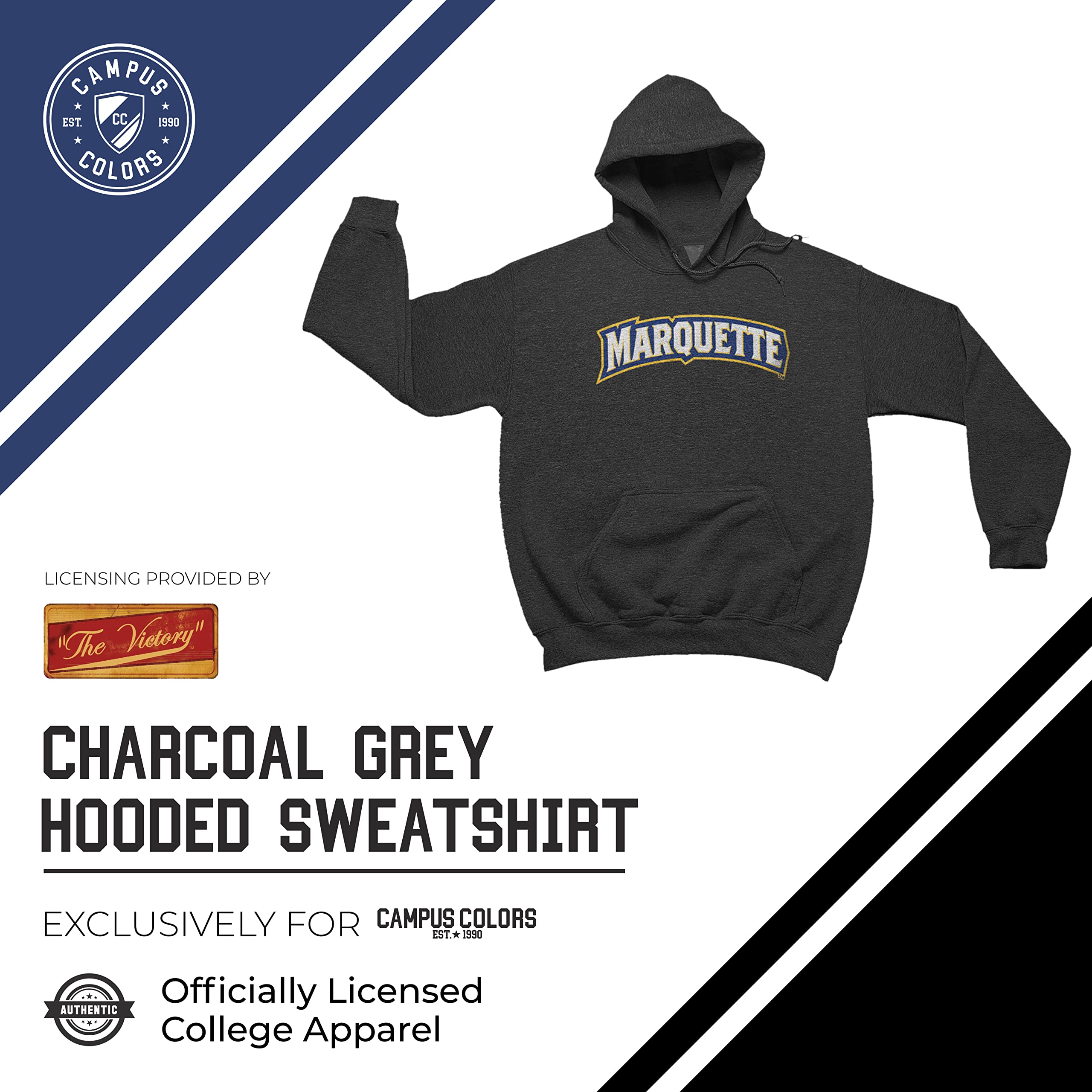 NCAA Adult Cotton Blend Charcoal Hooded Sweatshirt - Soft Ringspun Fabric, Comfortable Pullover for Game Day & Casual Wear