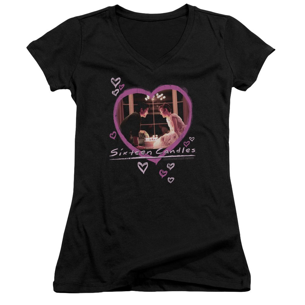 Sixteen Candles Juniors' Sheer Fitted V-Neck T-Shirt | Soft Casual Tee for Teens | Perfect for School, Parties & Everyday Wear