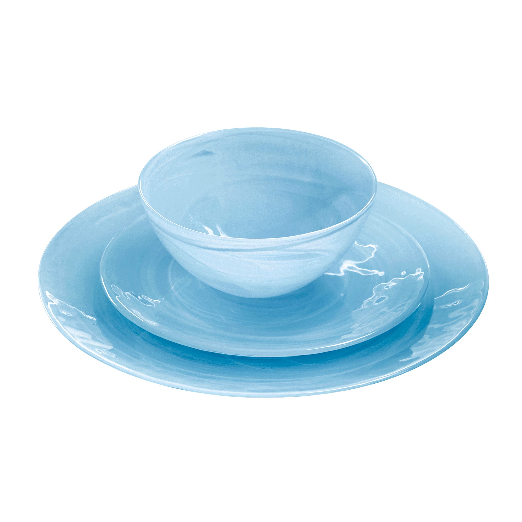 Elegant Alabaster Aqua Dinner Set - 12-Piece Porcelain Tableware for Formal Dining & Entertaining