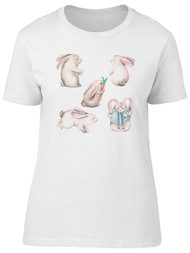 Stylish White Spring Rabbit Graphic T-Shirt for Women - Cute Bunny Tee for Casual Wear, Spring Outfits & Easter Celebrations