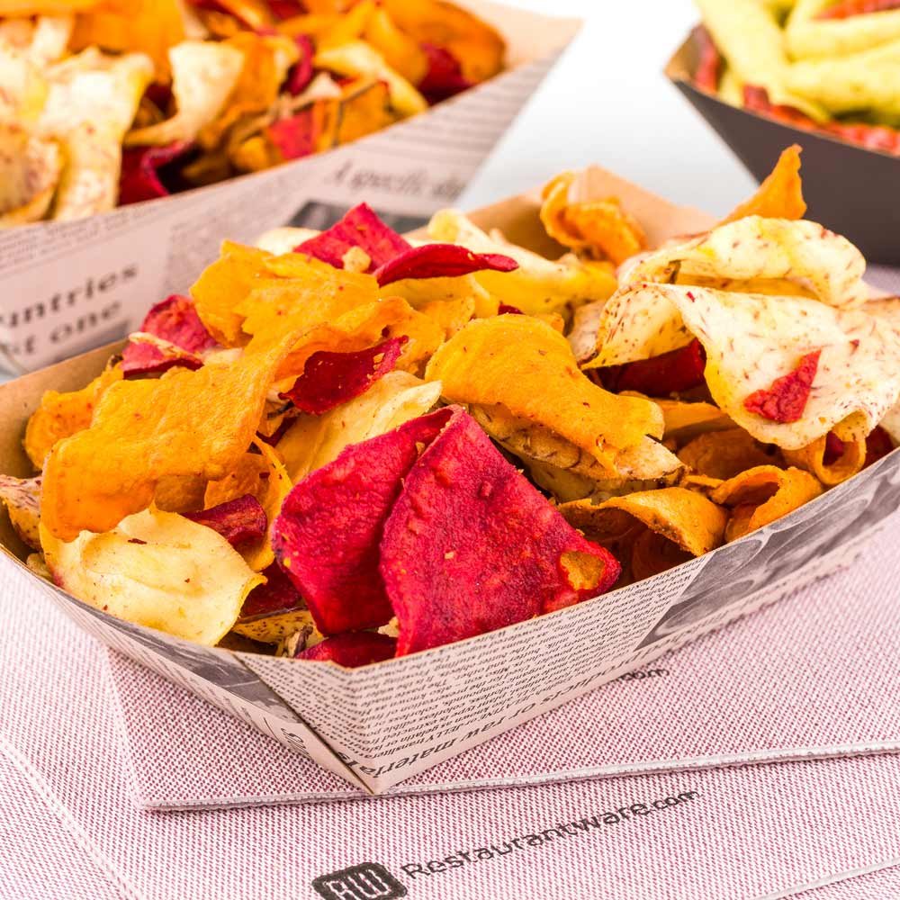 Bio Tek 1/2 Pound Heavy-Duty Disposable Paper Food Boats - 400 Greaseproof Newsprint Food Trays for Snacks, Appetizers & Treats | Perfect for Parties, Carnivals, Restaurants & Food Service | Eco-Friendly Disposable Serving Containers for Events & Catering