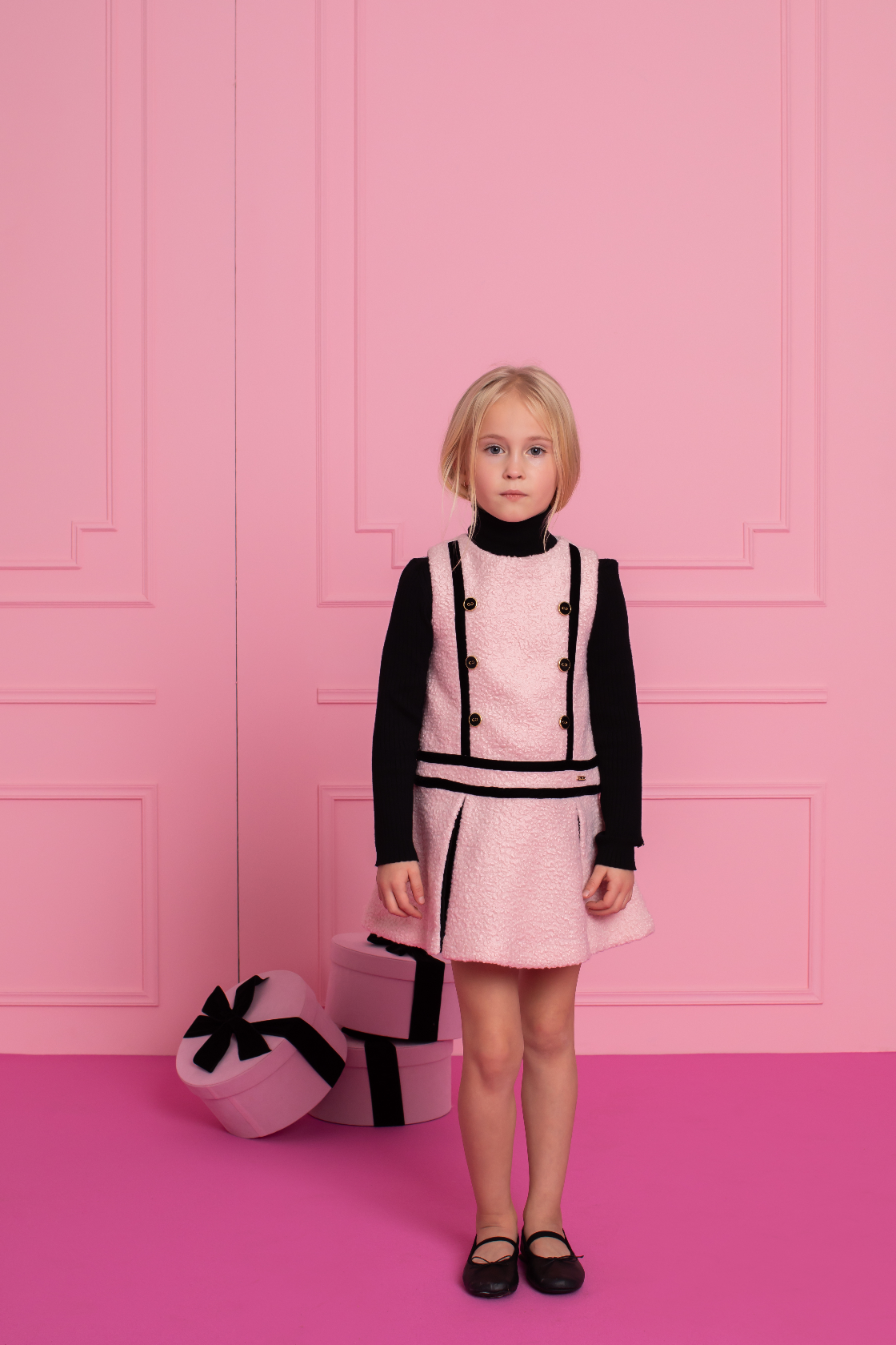 Patachou Girls' Pink Knit Sweater Dress - Perfect for School, Parties & Special Occasions