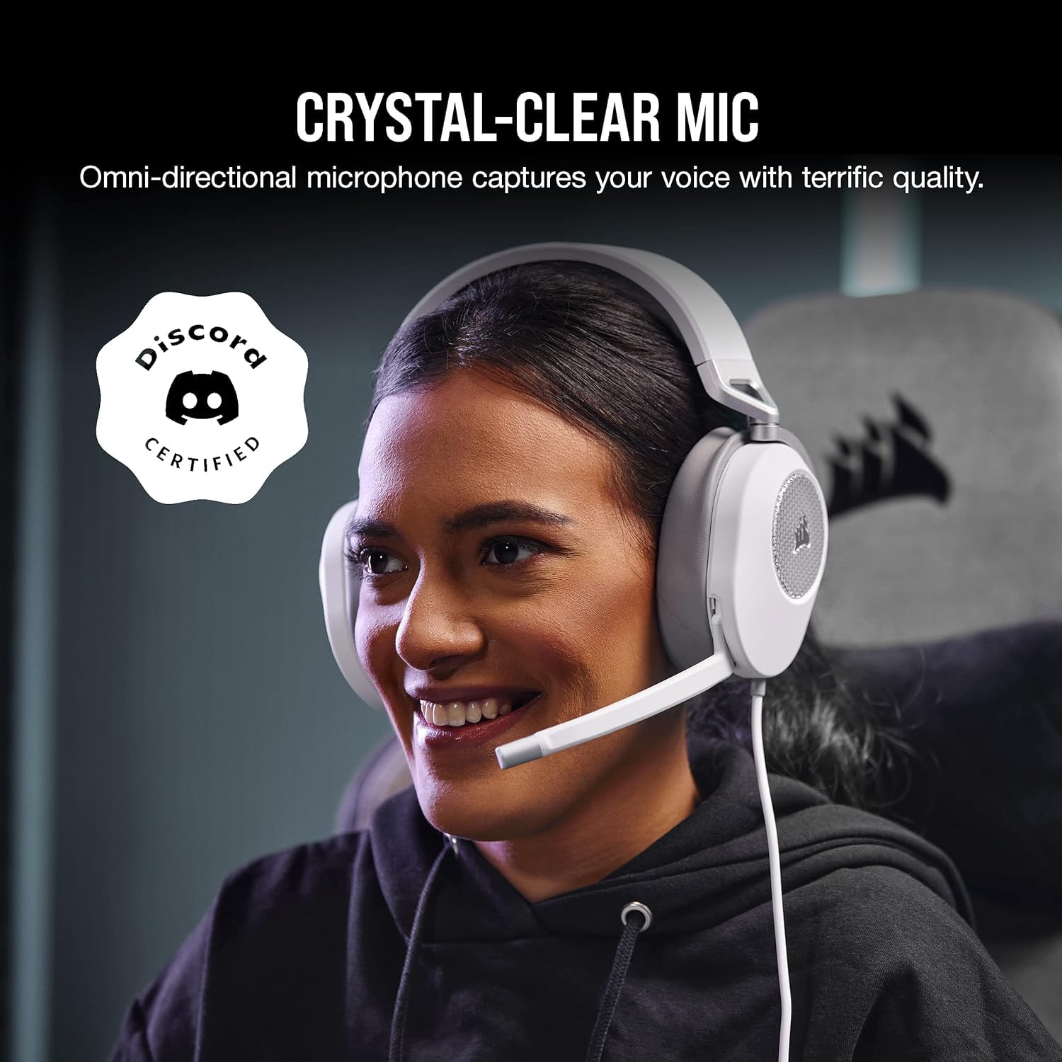 Corsair HS65 Surround Gaming Headset with 3.5mm Connector - White | Discord Certified | Compatible with Mac, PS5, PS4, Xbox Series X/S & Nintendo Switch | Immersive Sound for Competitive Gaming, Streaming & Virtual Meetings
