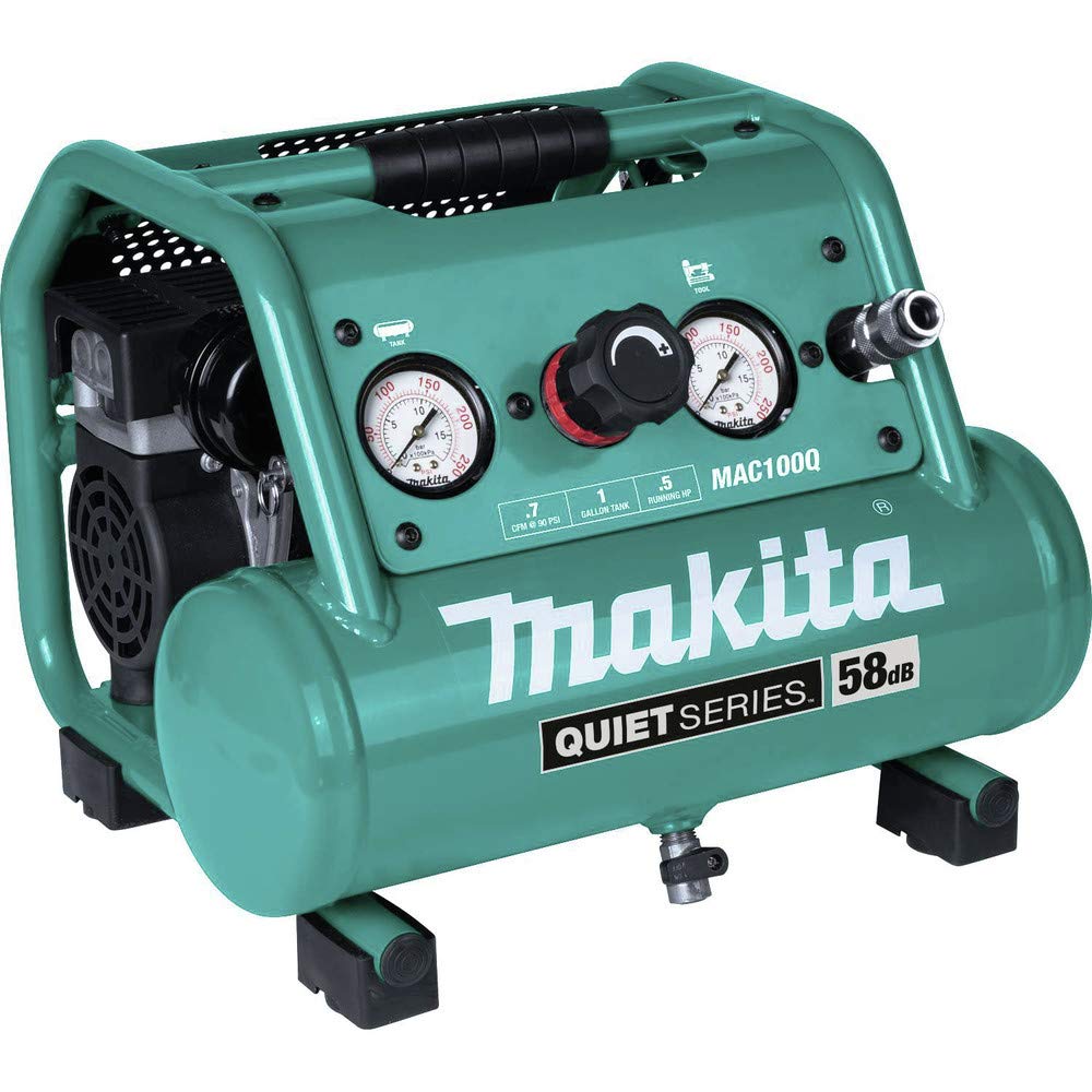 Makita MAC100Q Quiet Series 1/2 HP 1 Gallon Oil-Free Electric Air Compressor - Perfect for Home DIY Projects, Workshop & Small Jobs