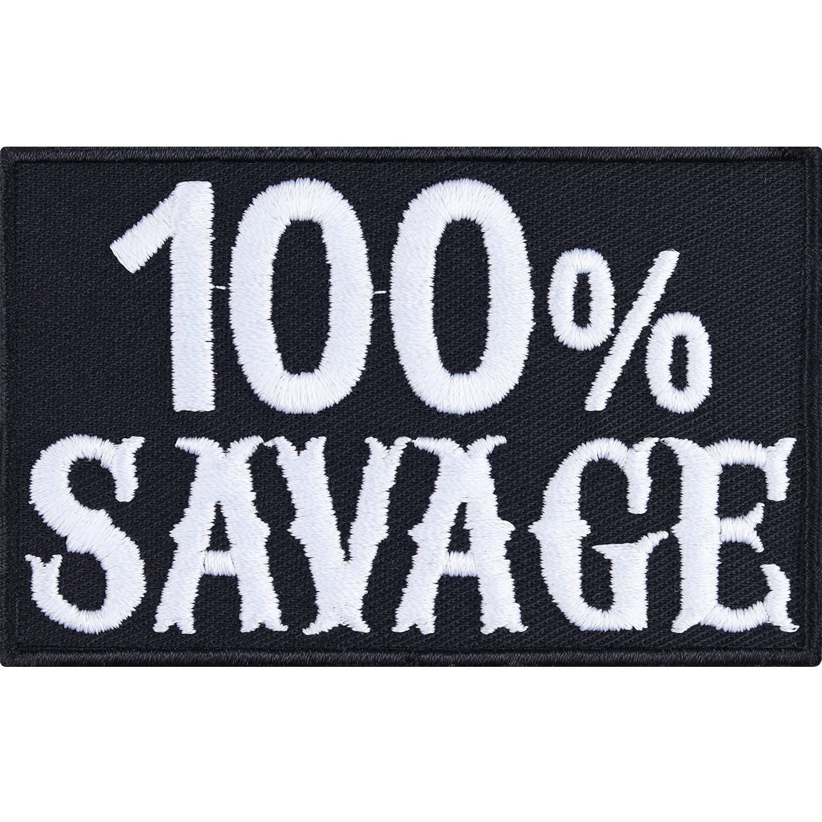 100% Savage Iron-On Biker Patches for Leather Vests - Embroidered Motorcycle Club Rank Patches (3.14X1.96 in) | Sew-On Fabric Applique for Biker Jackets, Vests & Accessories | Perfect for Motorcycle Clubs, Biker Gangs & Riding Gear Customization
