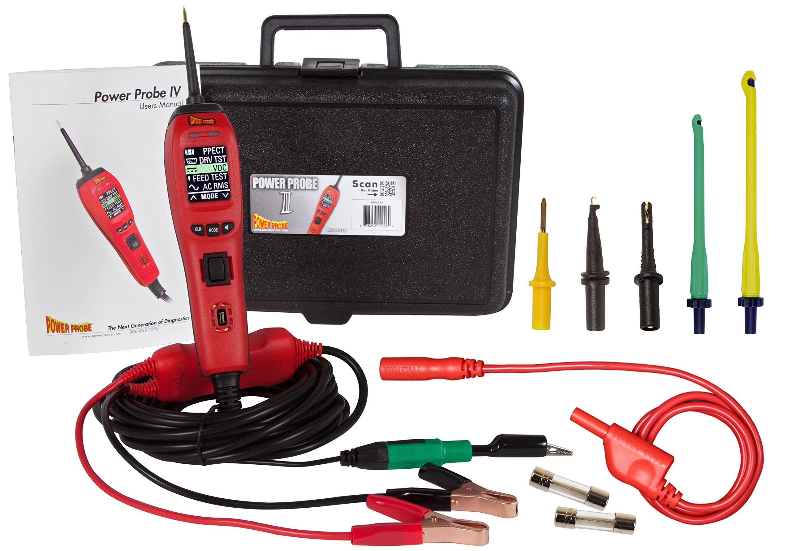 Power Probe PP401AMZ01 Red IV Automotive Circuit Tester with Connector Kit - Professional Electrical Diagnostic Tool for Car, Truck & Motorcycle Repair