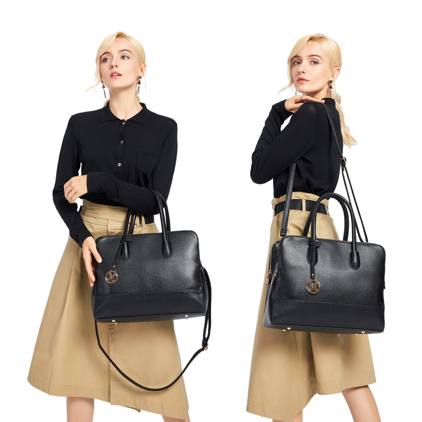 Miss Lulu Large Waterproof PU Leather Tote Bag for Women - 14 Inch Laptop Work Bag with Multiple Compartments - Perfect for Office, School & Travel Accessories