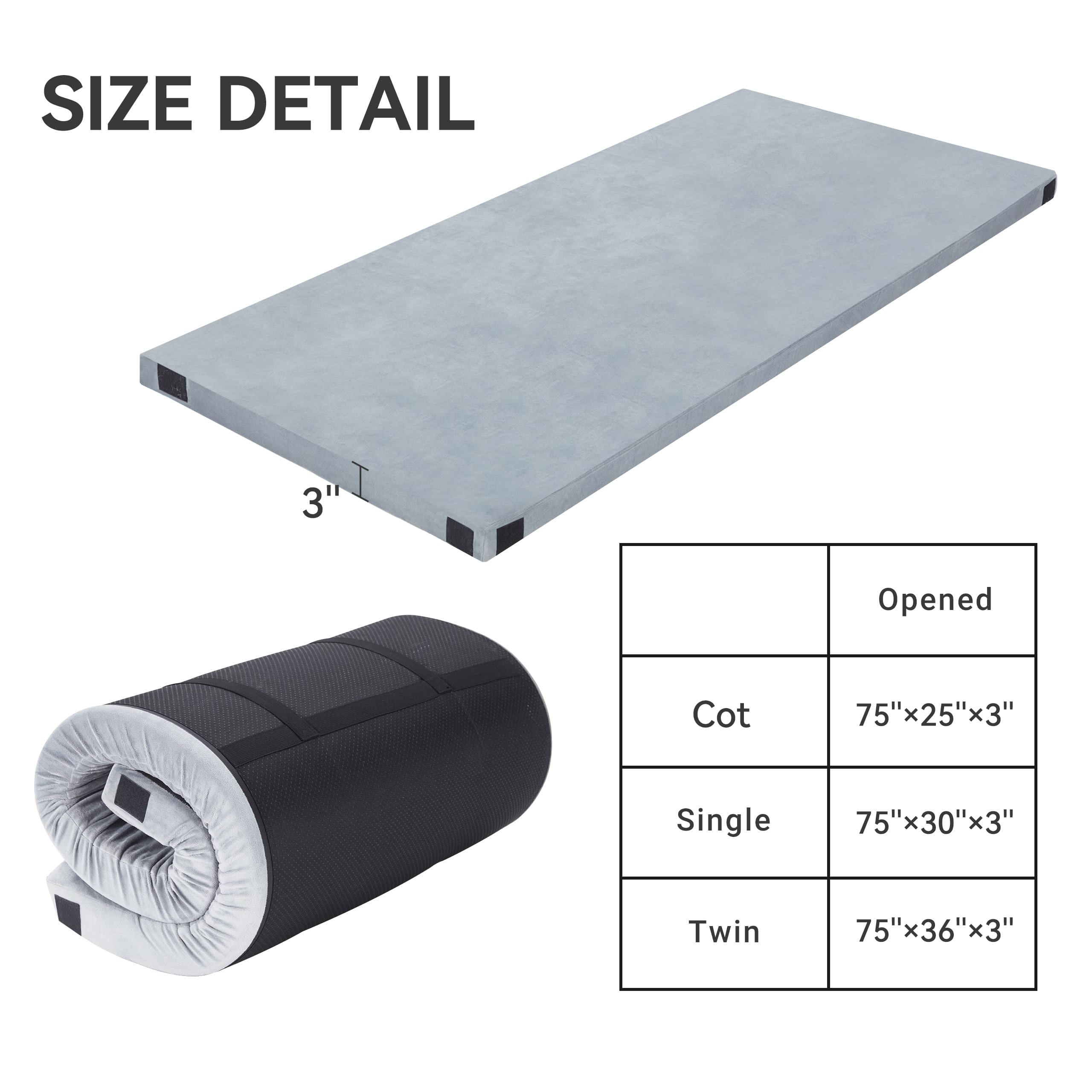 Ultra Comfortable Sleeping Pad for Adults - Thick Portable Floor Mat for Camping, Hiking, Travel & Car Sleeping - Includes Removable Travel Bag - Perfect for Outdoor Adventures & Road Trips