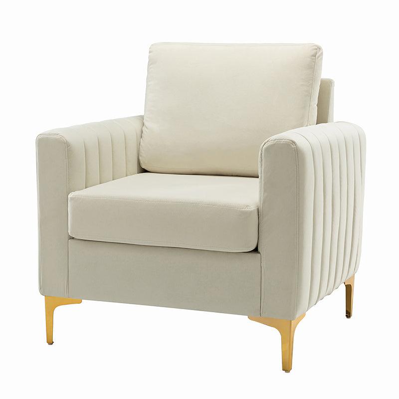 Luxury Didyme Velvet Club Armchair - Modern Accent Chair for Living Room, Bedroom & Office - Plush Upholstered Lounge Chair with Sturdy Wooden Legs - Perfect for Reading Nook, Home Theater & Cozy Spaces