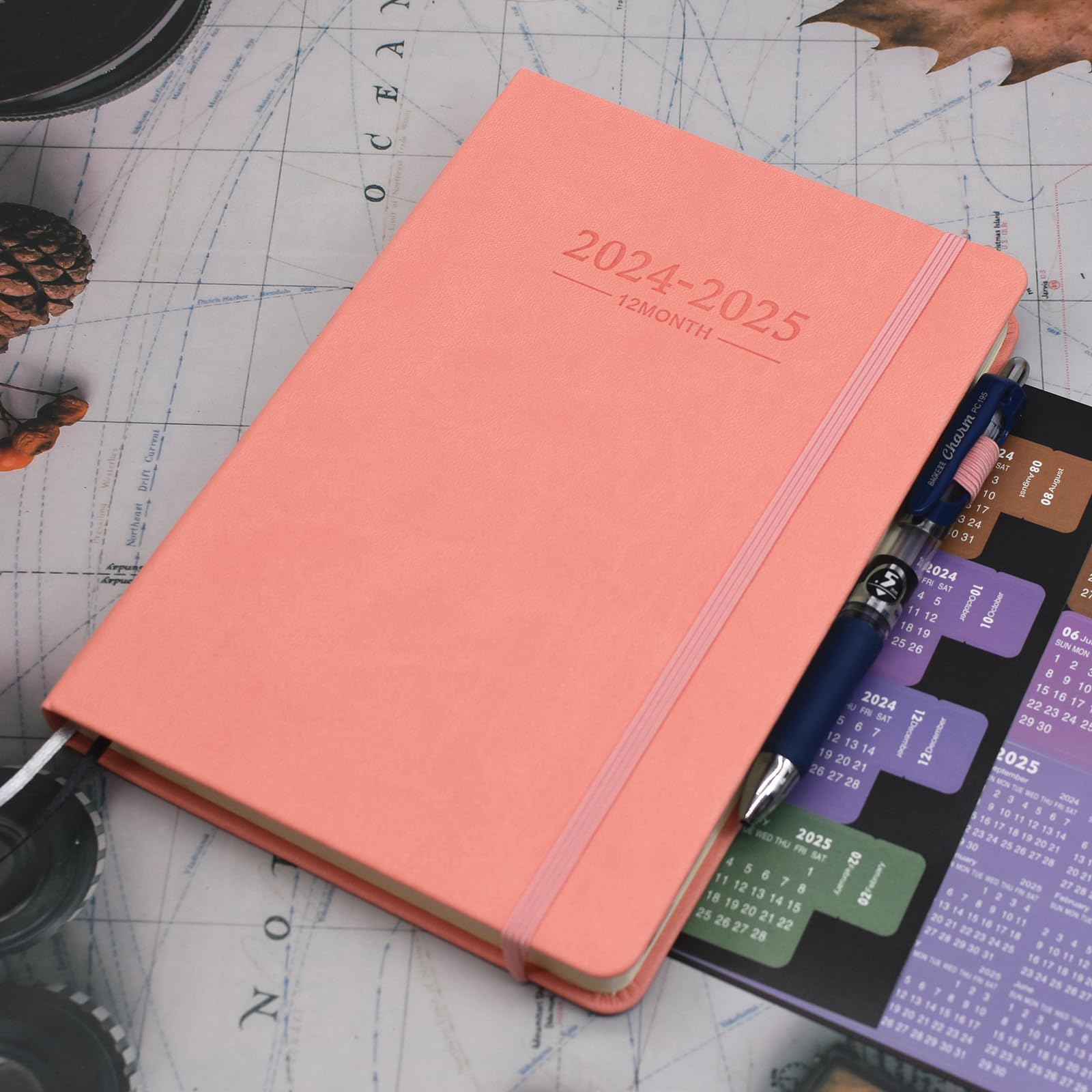 2024-2025 Academic Planner - A5 Daily Diary with Monthly Tabs (July 2024 to June 2025) | Productivity Organizer with Pen Loop, 2 Bookmarks & Inner Pocket | Perfect for Students, Teachers & Professionals (Pink)