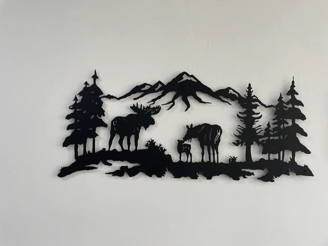 DEKADRON Metal Moose Wall Art - Nature Inspired Metal Tree Décor for Home & Office - 40