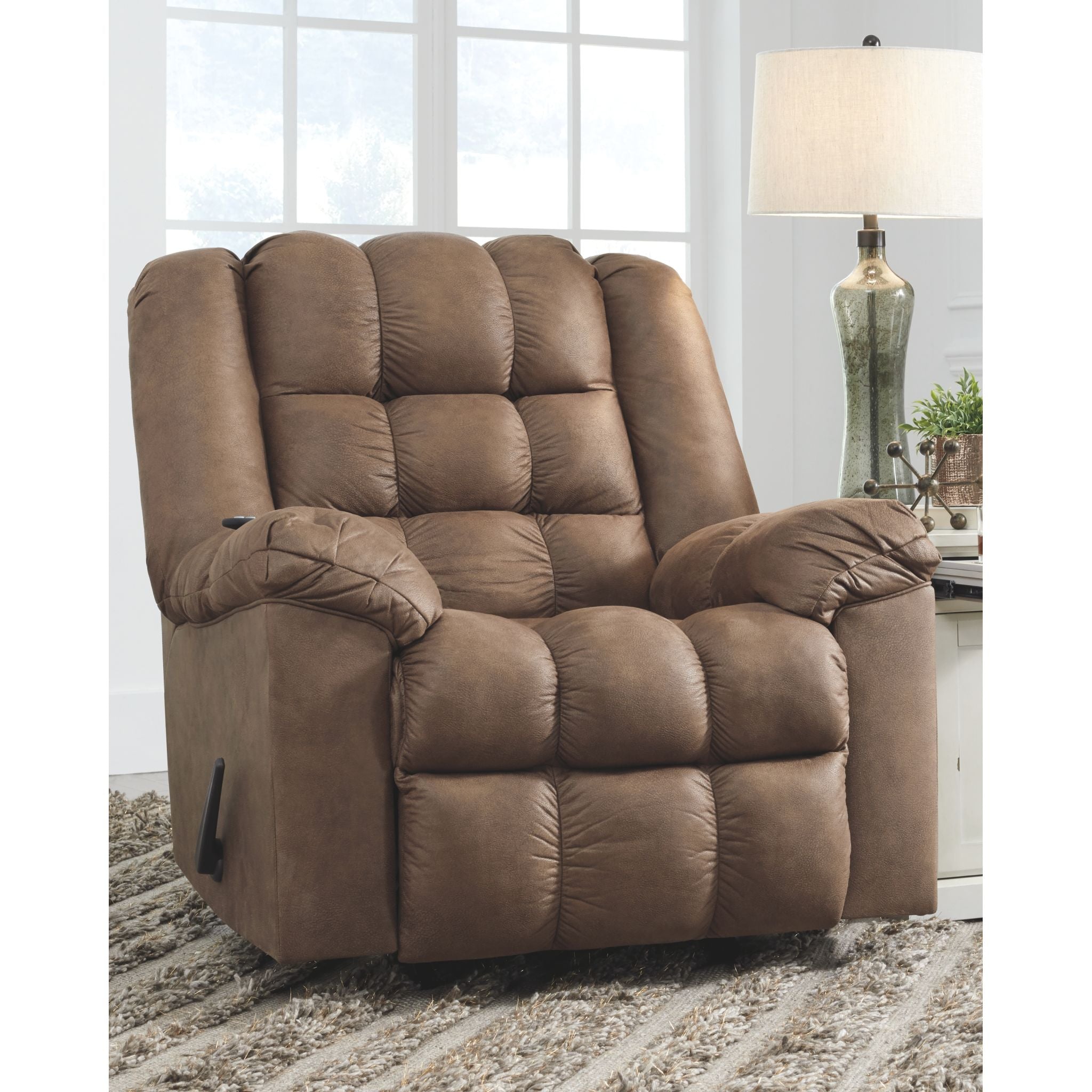 Adrano Rocker Recliner Chair - Comfortable Leather Rocking Recliner with Padded Cushions for Living Room, Bedroom, or Nursery - Perfect for Relaxing, Reading, and Nursing