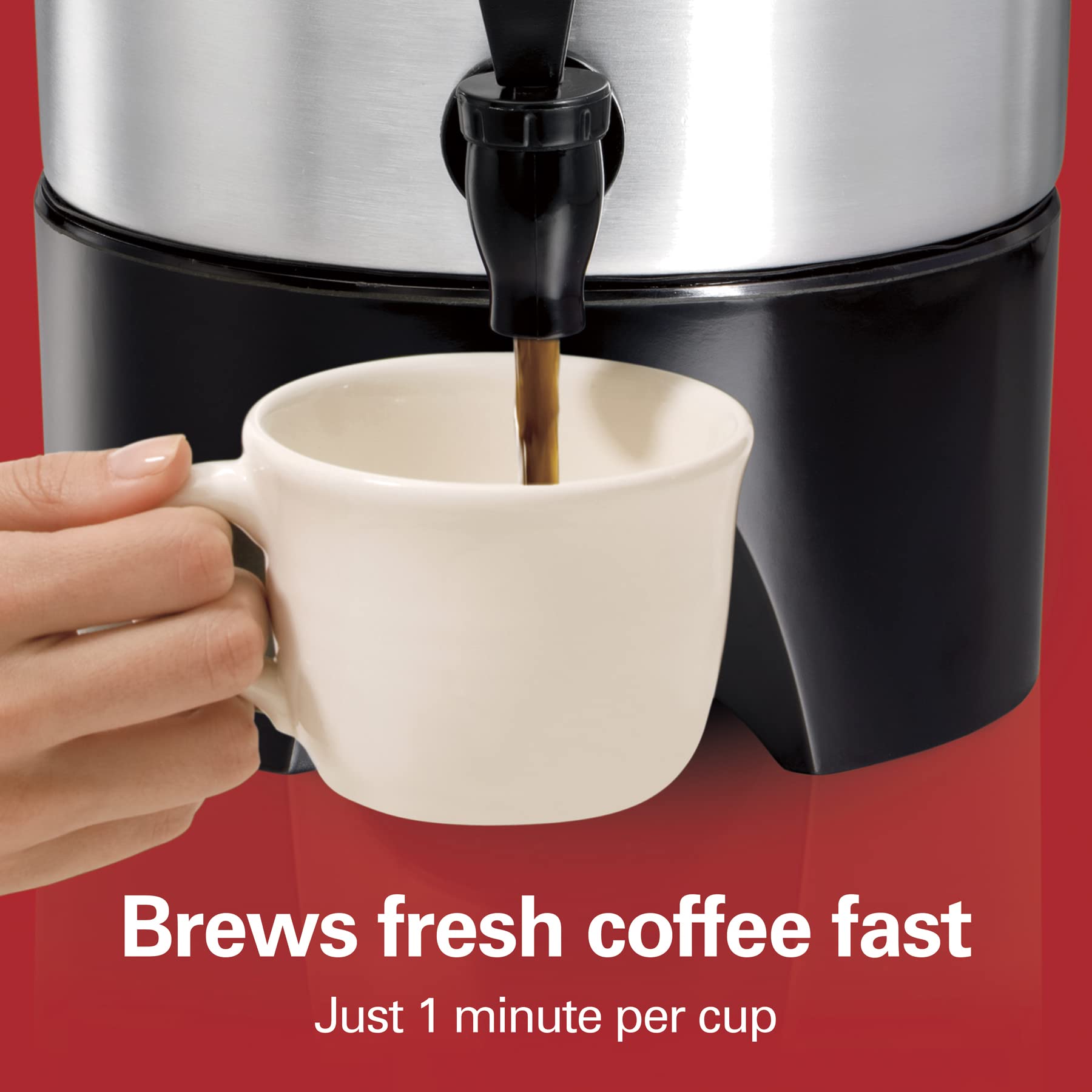 Hamilton Beach 45 Cup Commercial Coffee Urn & Hot Beverage Dispenser - Stainless Steel (40519) for Large Gatherings, Events, Offices & Catering Services