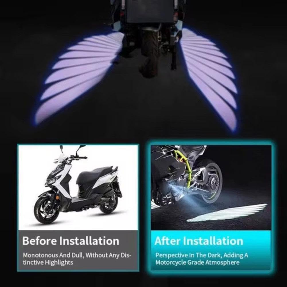 Universal Motorcycle LED Logo Light - Waterproof Angel Wing Projector for Scooters & EVs - Perfect Gift for Riders