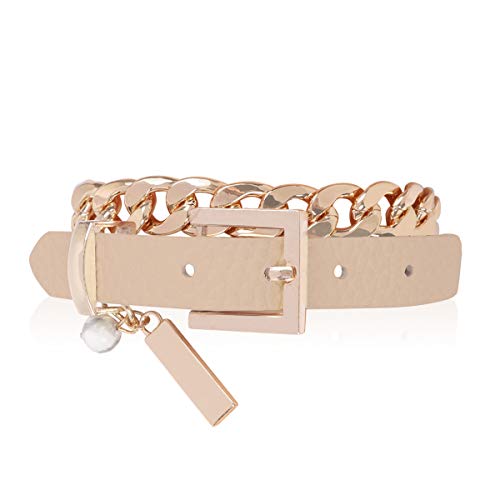 Buckle Wrap Chain Bracelet - Brown