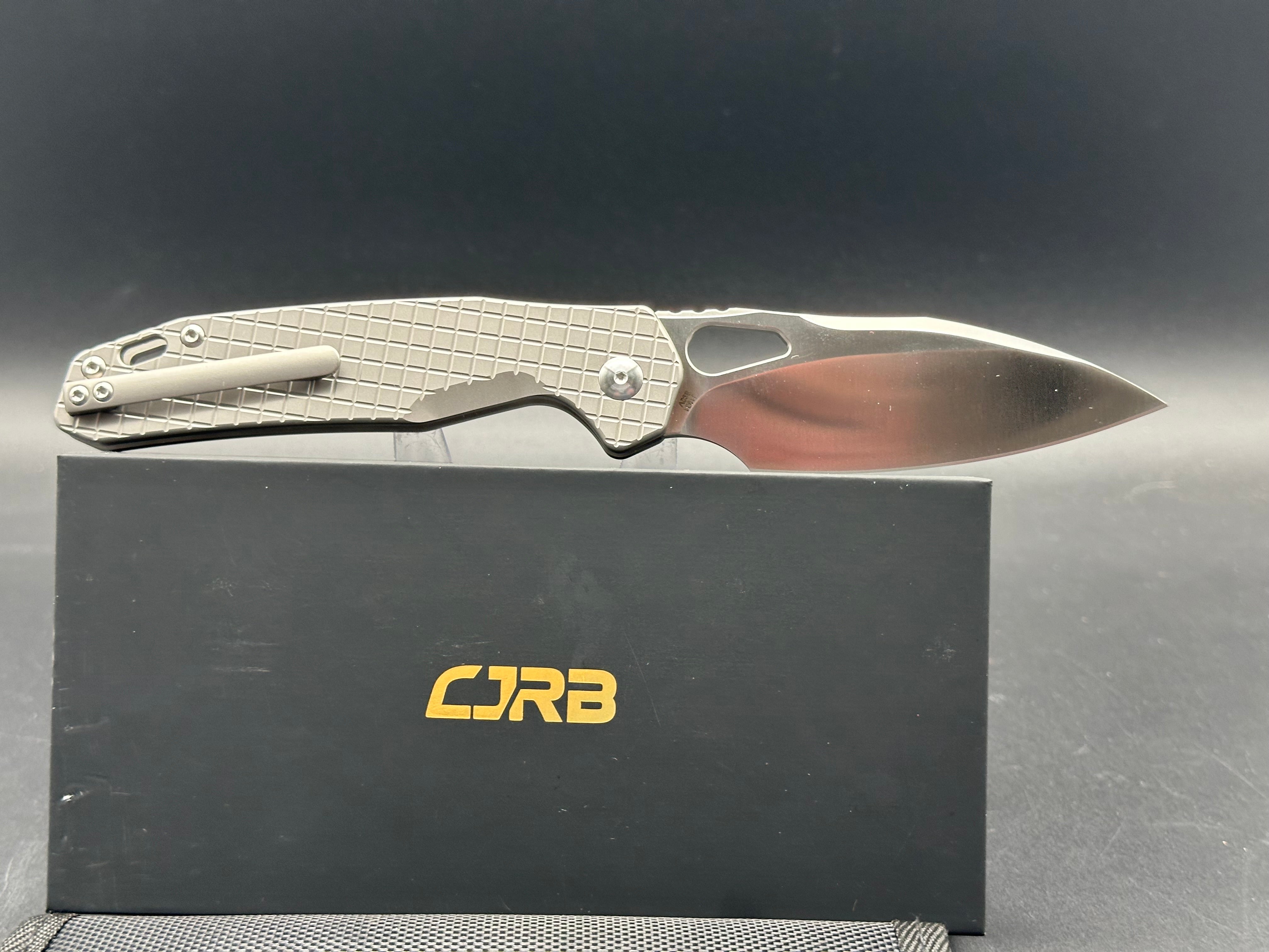 CJRB Frack Folding Knife - Titanium Frag Handle & S90V Satin Blade - EDC, Outdoor, Survival, Camping, Tactical Use