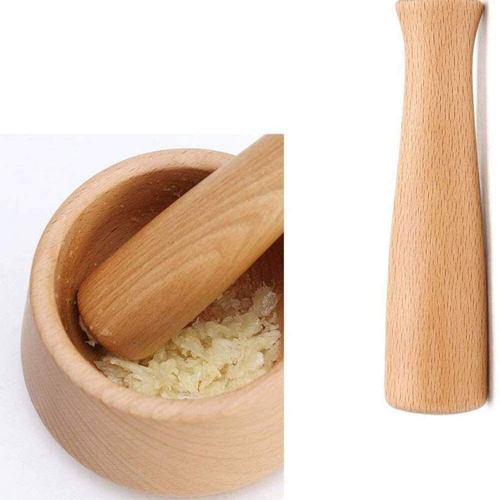 Natural Wooden Mortar and Pestle Set - Stone Spice Grinder for Crushing, Pressing & Mashing Herbs, Garlic, Pepper & Fruits | Perfect for Kitchen, Cooking & DIY Spice Blends