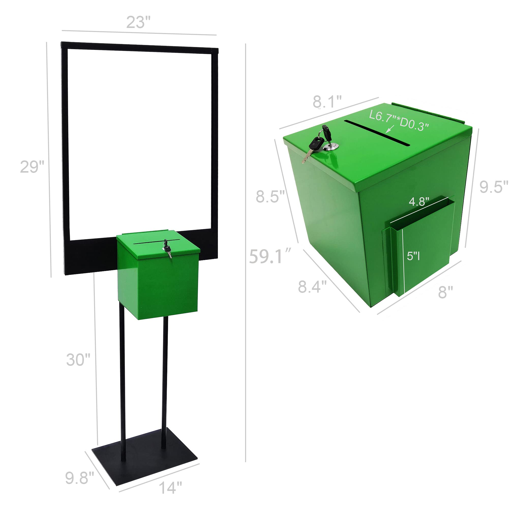 FixtureDisplays® Metal Donation Box with Poster Stand - 8.6