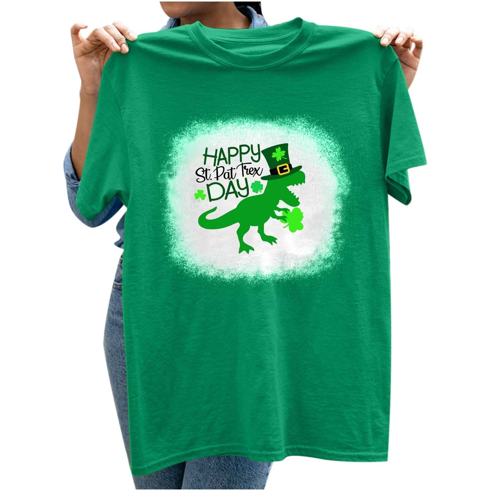 Women's Casual St. Patrick's Day Printed T-Shirt - Round Neck Loose Fit Short Sleeve Blouse for Going Out & Party Wear