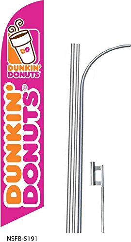 5 Pack Dunkin' Donuts 15' Swooper #8 Feather Flags Kit - Perfect for Outdoor Advertising, Grand Openings, and Sports Events