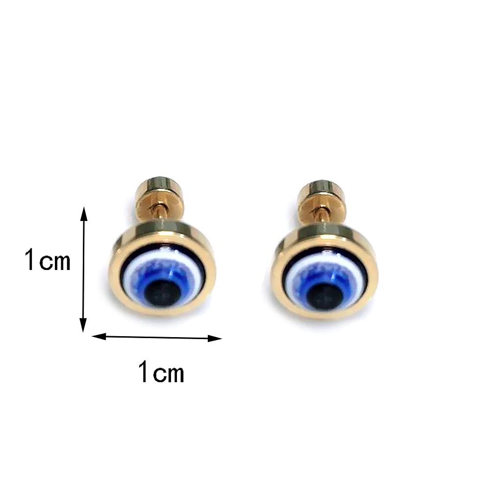 Evil Eye Stud Earrings for Women & Men – Turkish Blue Eye Protection Jewelry, Dainty Geometric Studs | Perfect for Everyday Wear, Gifts & Spiritual Protection