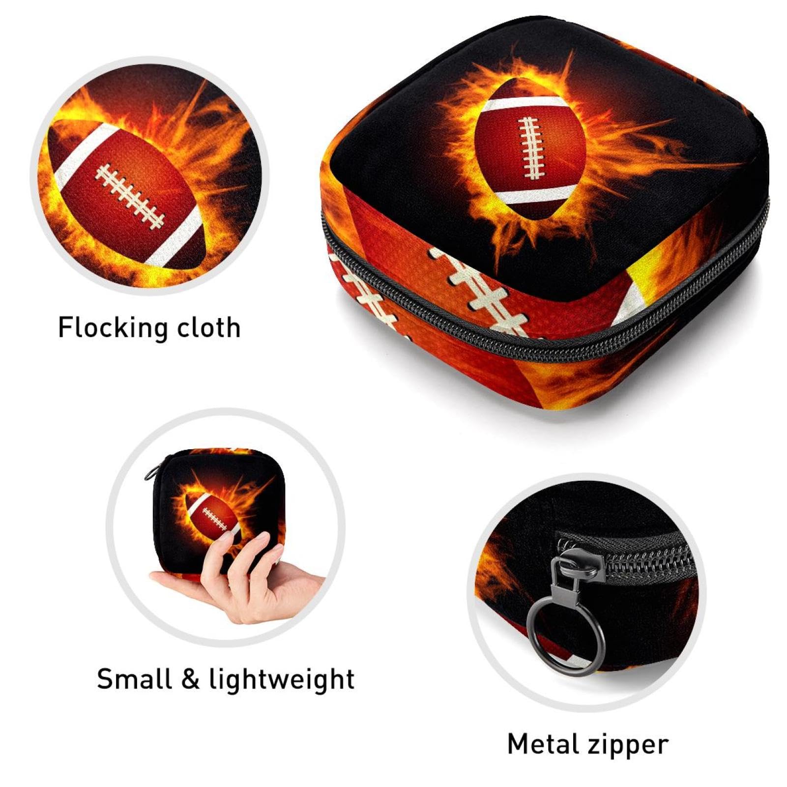 Menstrual Cup Organizer Pouch - Portable Hygienic Storage Bag for Tampons, Pads & Feminine Care - Perfect for Women & Girls - Great for Travel, Gym & School (American Football Design)