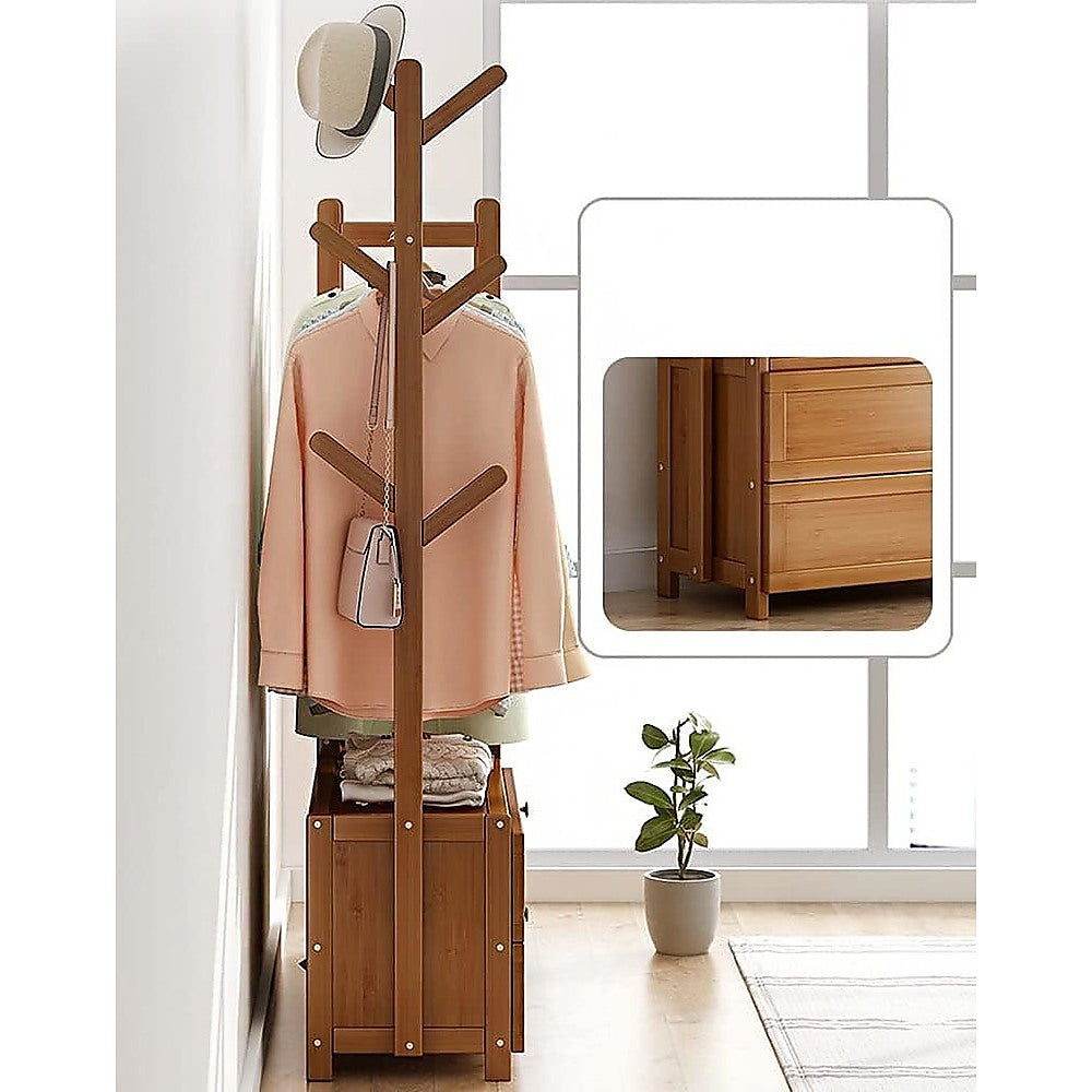 165x70cm Modern Clothes Rack Stand with Storage Shelves - Heavy Duty Coat Tree for Bedroom, Closet & Laundry Room Organization