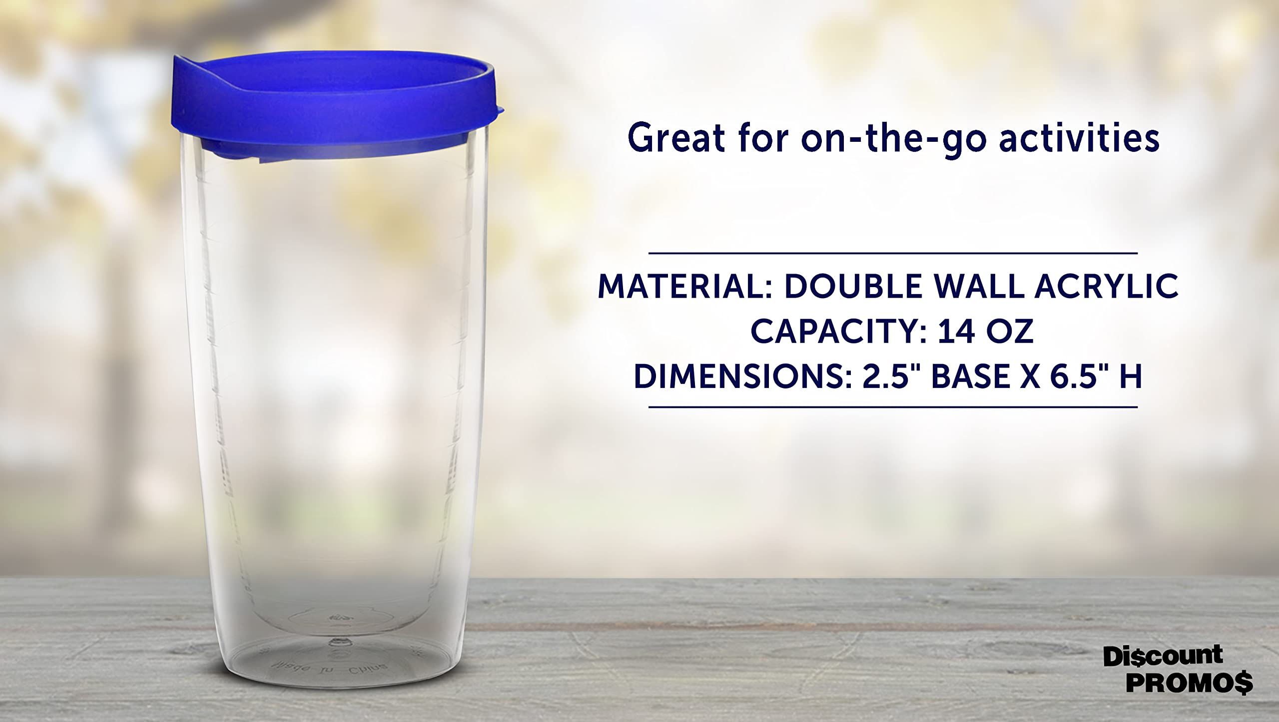 14 oz Double Wall Plastic Tumblers with Slide-Lock Lid - 6 Pack Insulated Travel Coffee Cups for Hot & Cold Drinks - BPA Free Reusable Tumblers for Office, Camping, Road Trips & Outdoor Activities - Blue