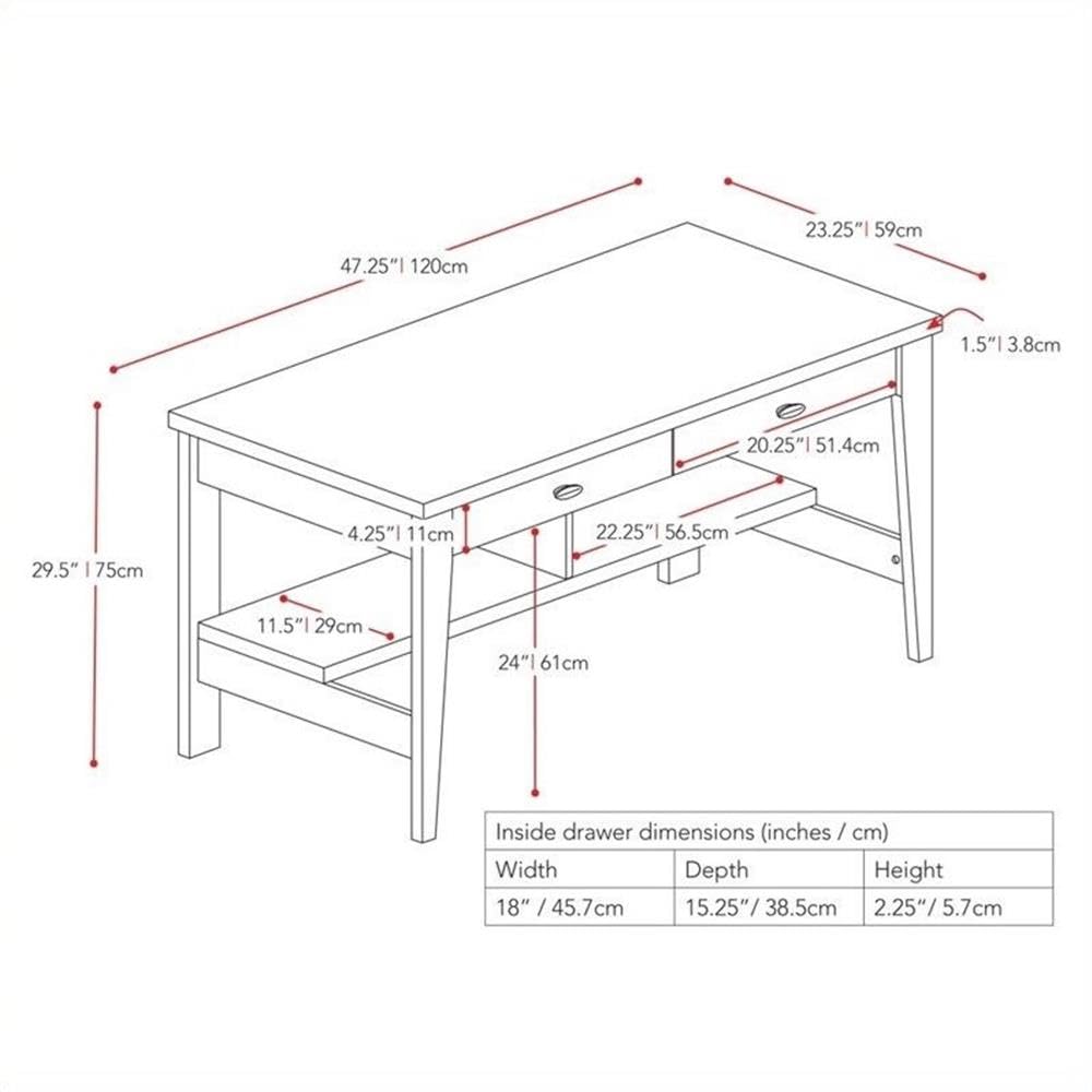 UrbanPro 2-Drawer Engineered Wood Desk with Lower Shelves in Dark Brown - Modern Home Office Furniture for Small Spaces, Study & Work from Home Setup
