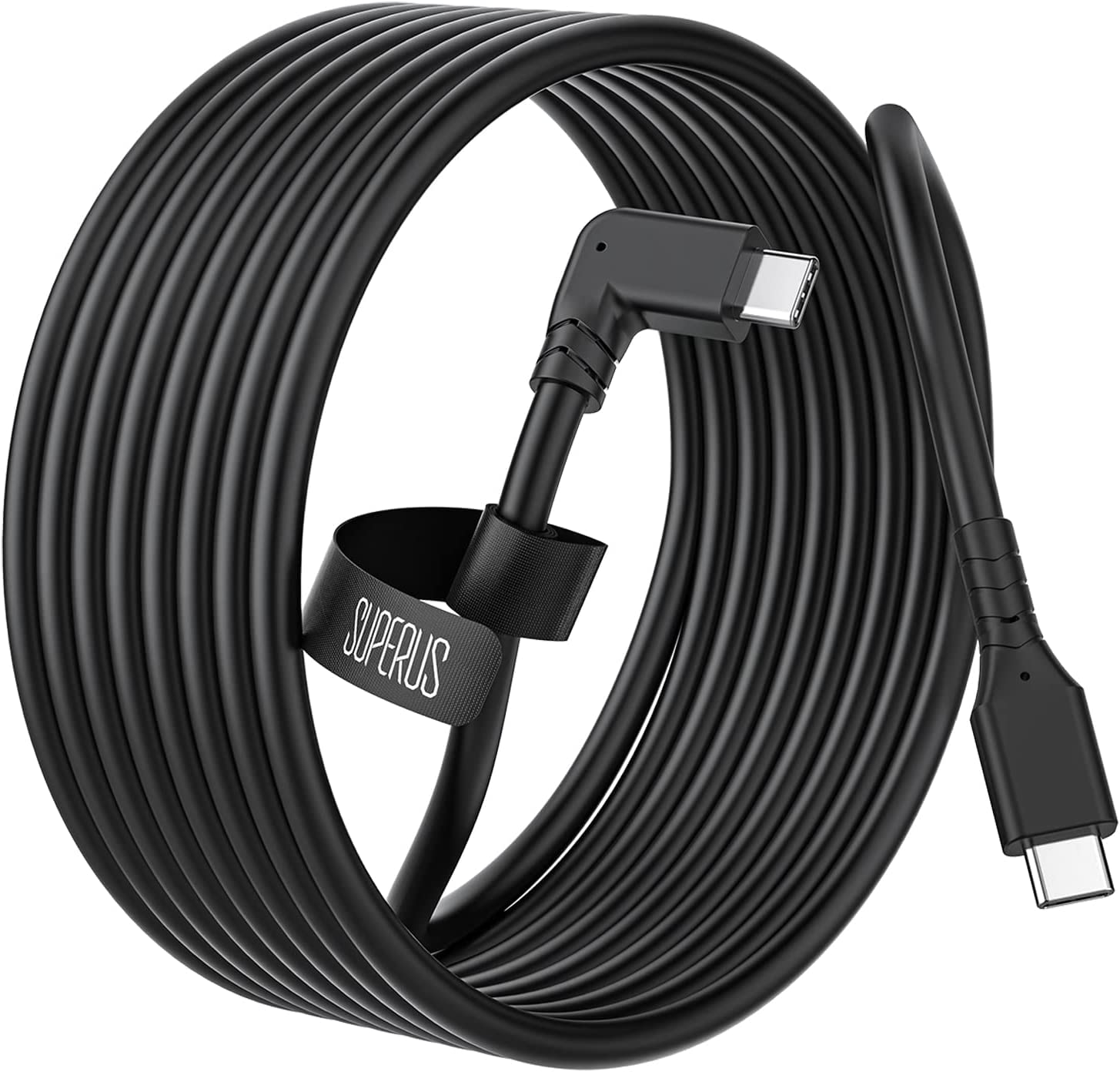 SUPERUS 5m USB C to USB C Link Cable for Oculus/Meta Quest 3/2/1 - High Speed Data Transfer & Charging Cable for VR Headset, Gaming PC & Steam VR Accessories (Black) - Perfect for Virtual Reality Gaming & PC Connectivity