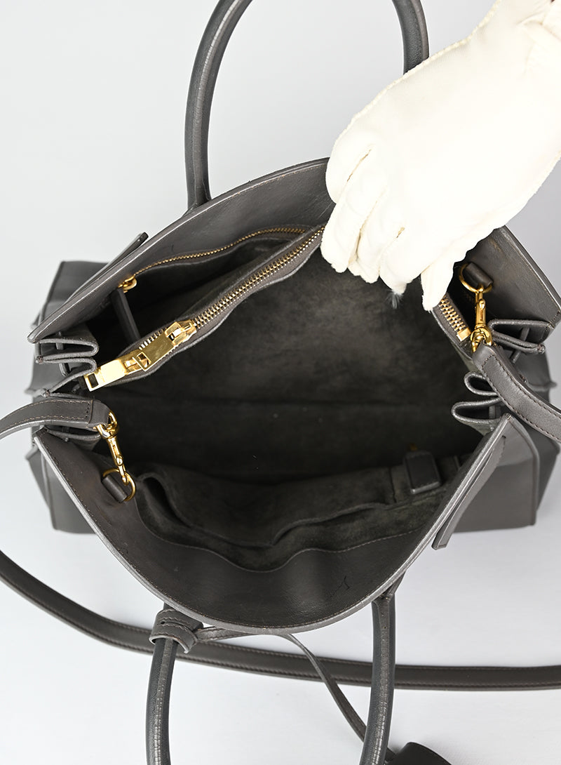 Saint Laurent Sac de Jour Medium Grey Leather Handbag - Luxury Tote Bag for Women, Work & Travel