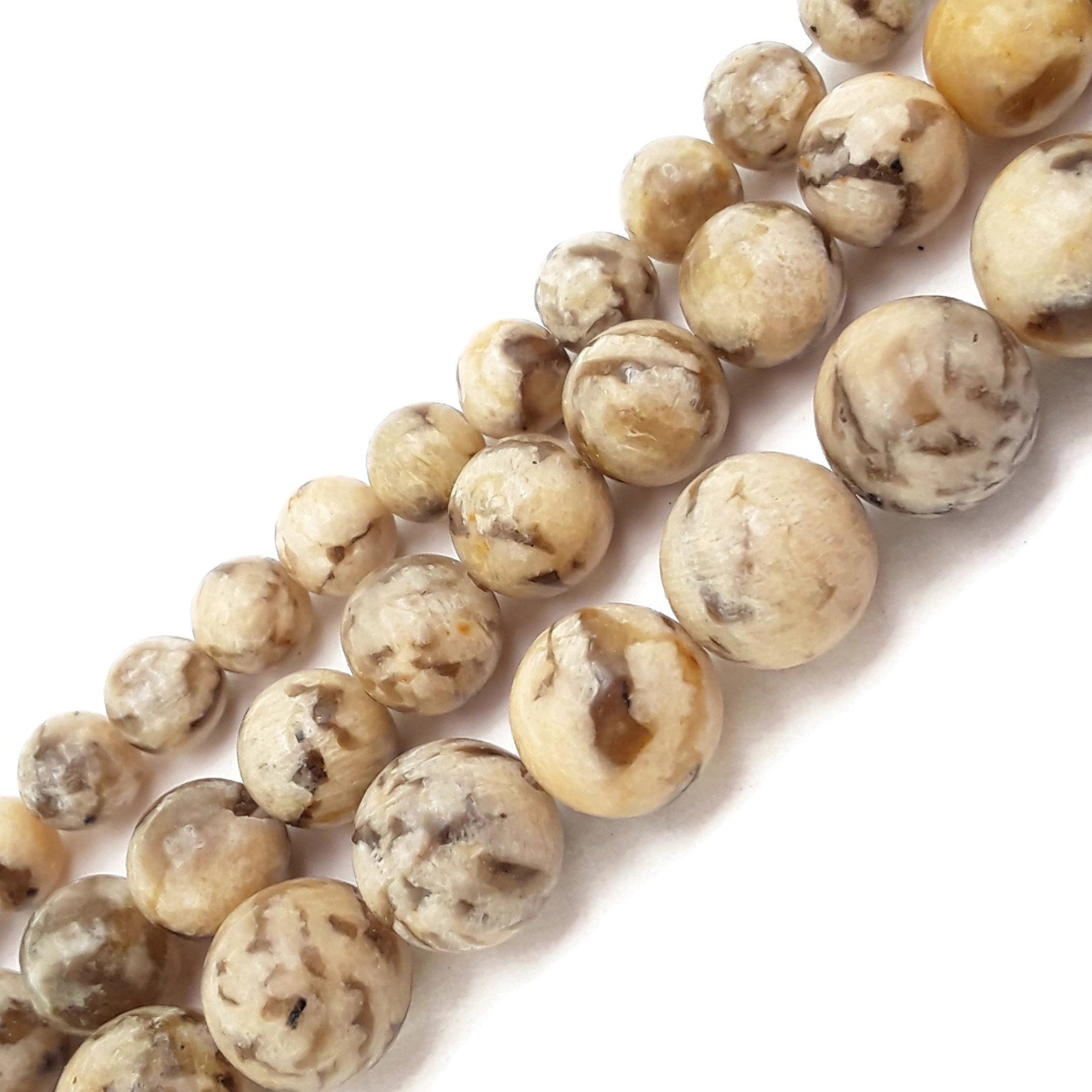 Natural Brown Zebradorite Feldspar Smooth Round Beads 6mm 8mm 10mm 15.5 Inch Strand for Jewelry Making, DIY Bracelets, Necklaces & Craft Projects